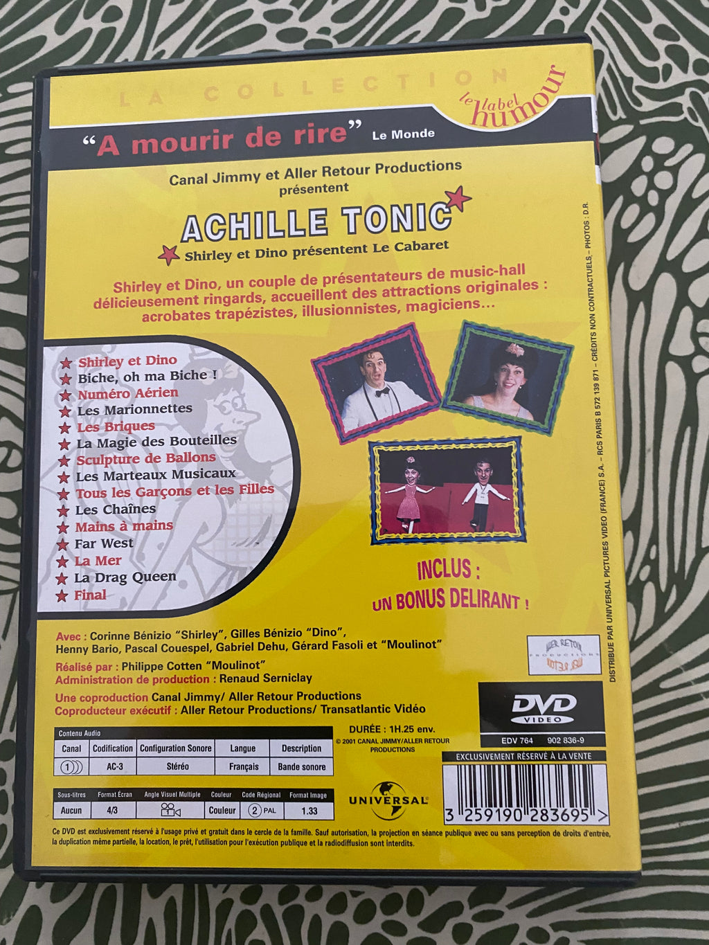 DVD spectacle Shirley et Dino. Achille Tonic