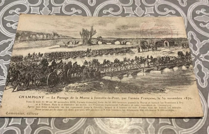 Carte postale ancienne  Champigny. Le passage de la Marne à Joinville Le Pont 2 Décembre 1870