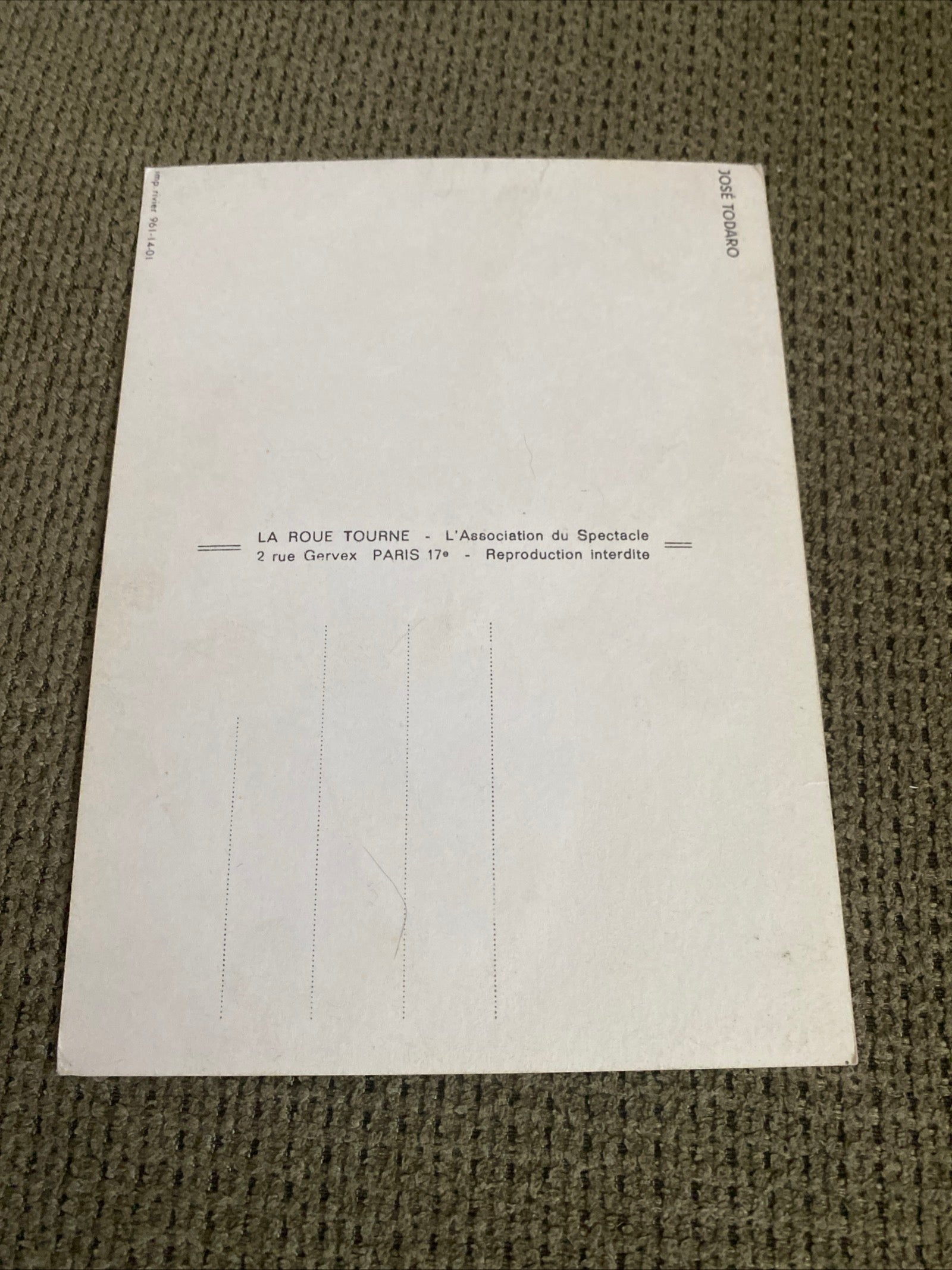 Carte postale dédicacée José Todaro