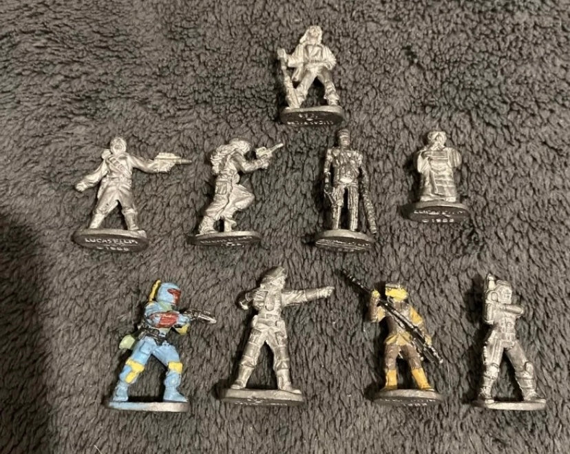 Figurines rare Star Wars Métal Lot de 9. Lucas film 1988 en plomb. Hauteur 3 cm