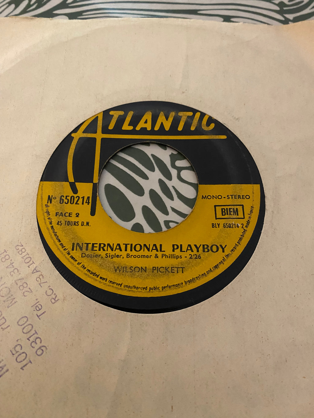 Disque vinyle 45 tours Wilson Pickett. Engine number 9.