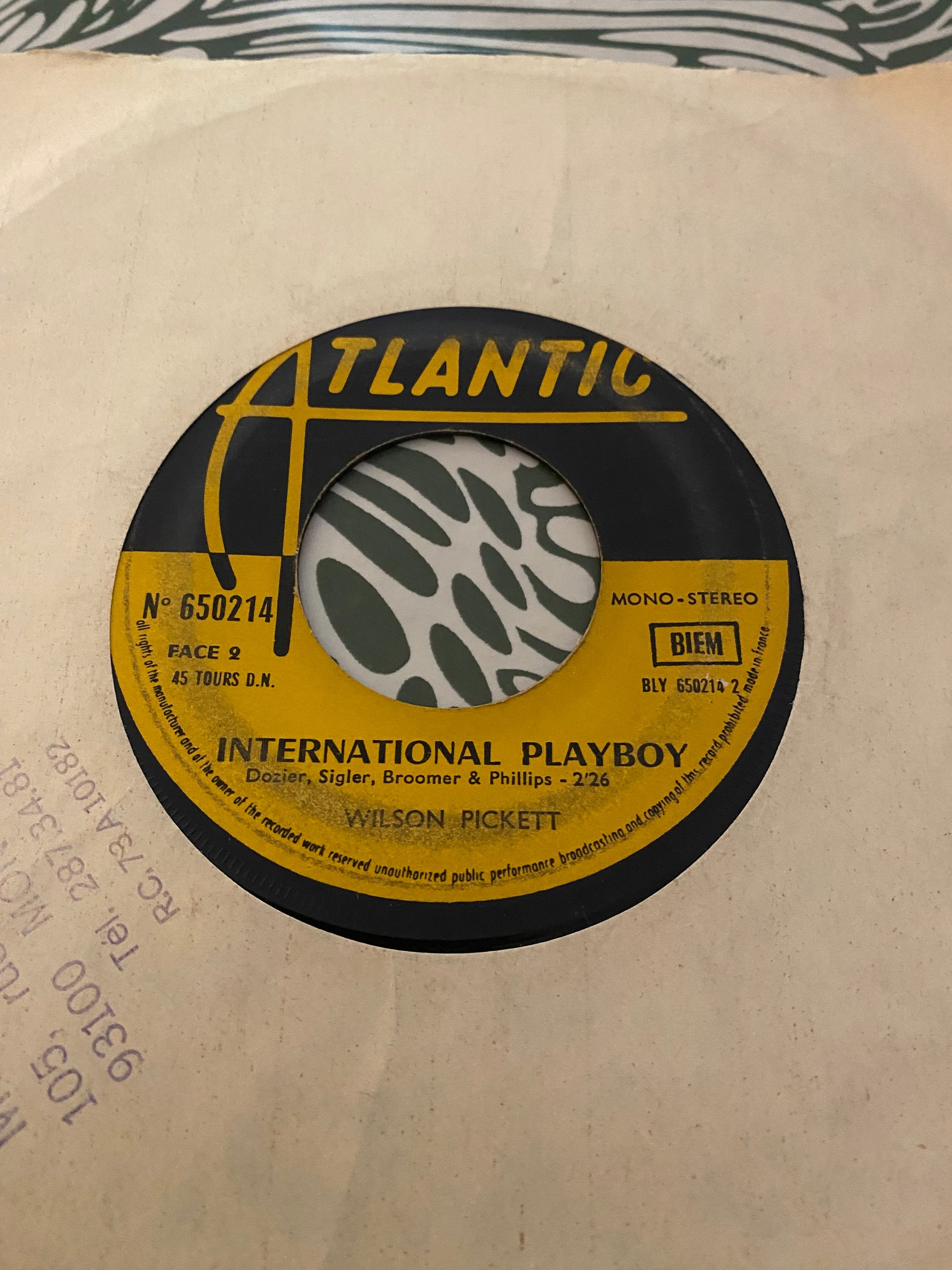 Disque vinyle 45 tours Wilson Pickett. Engine number 9.