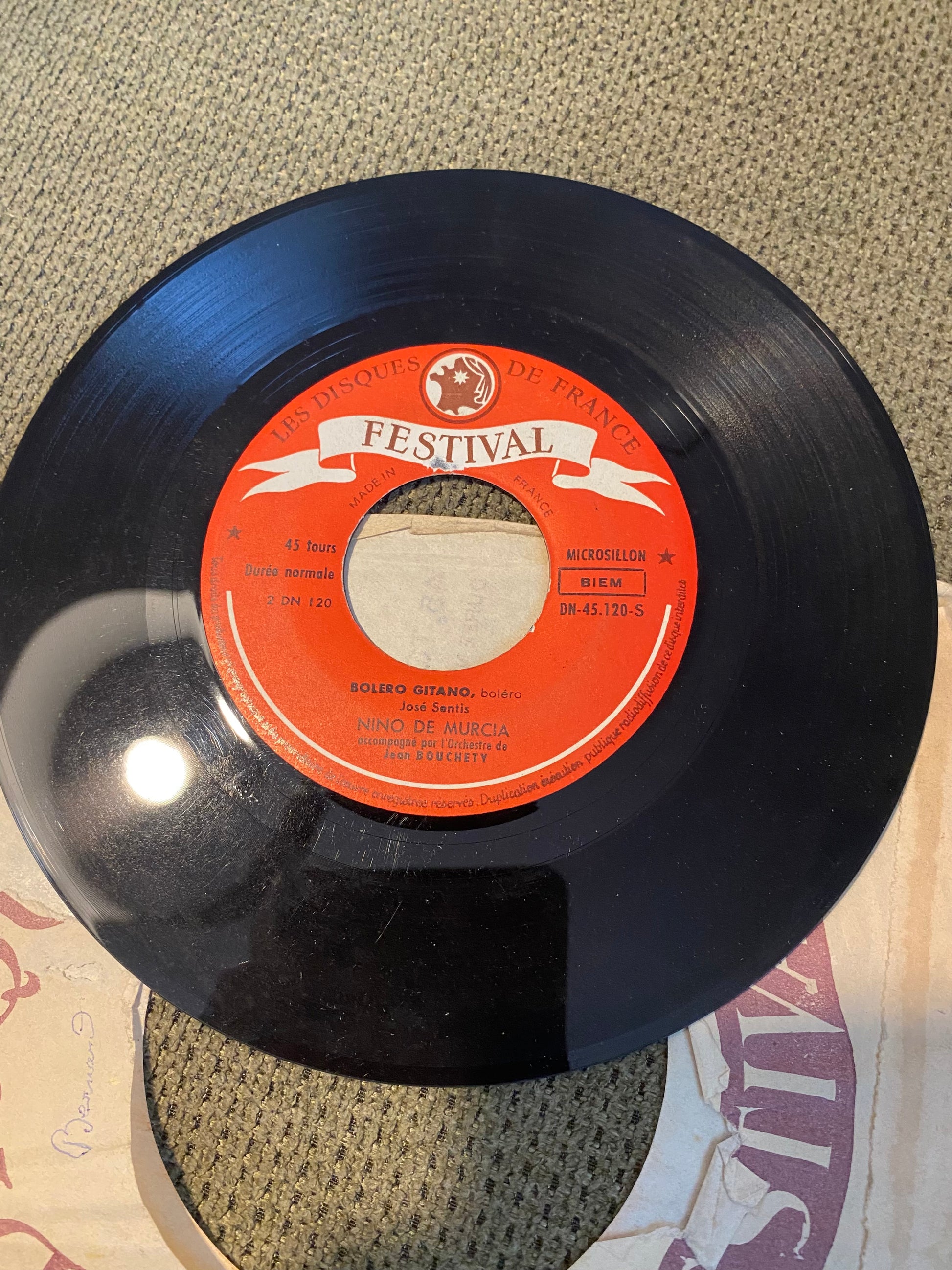 Disque vinyle Nino De Murcia. Historia de un Amor. Boléro Carlos Almaran