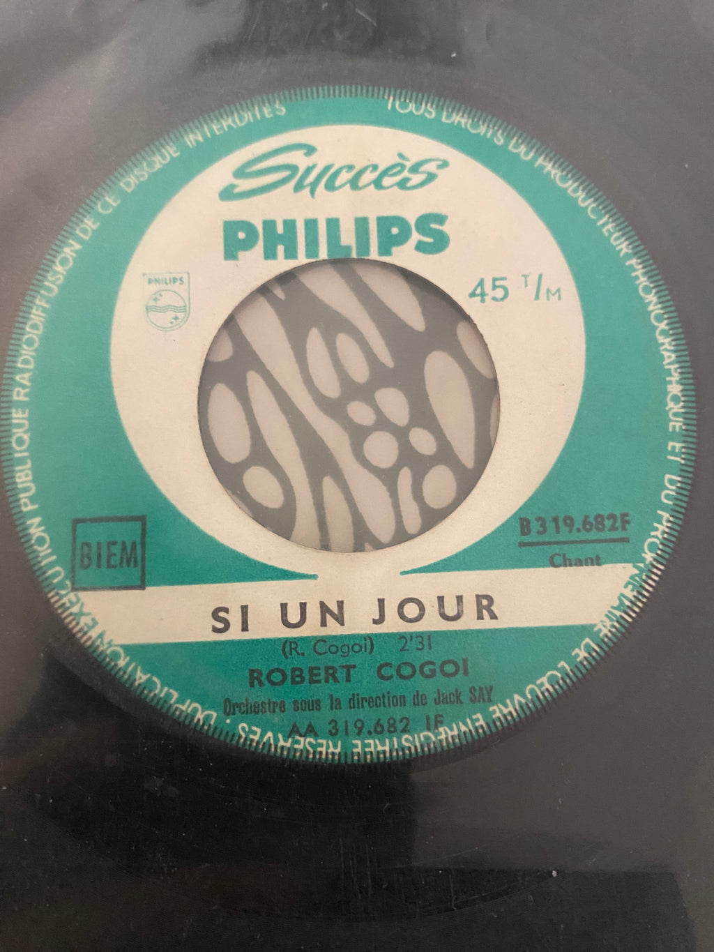 Disque vinyle 45 tours Robert Cogoi. Si un jour
