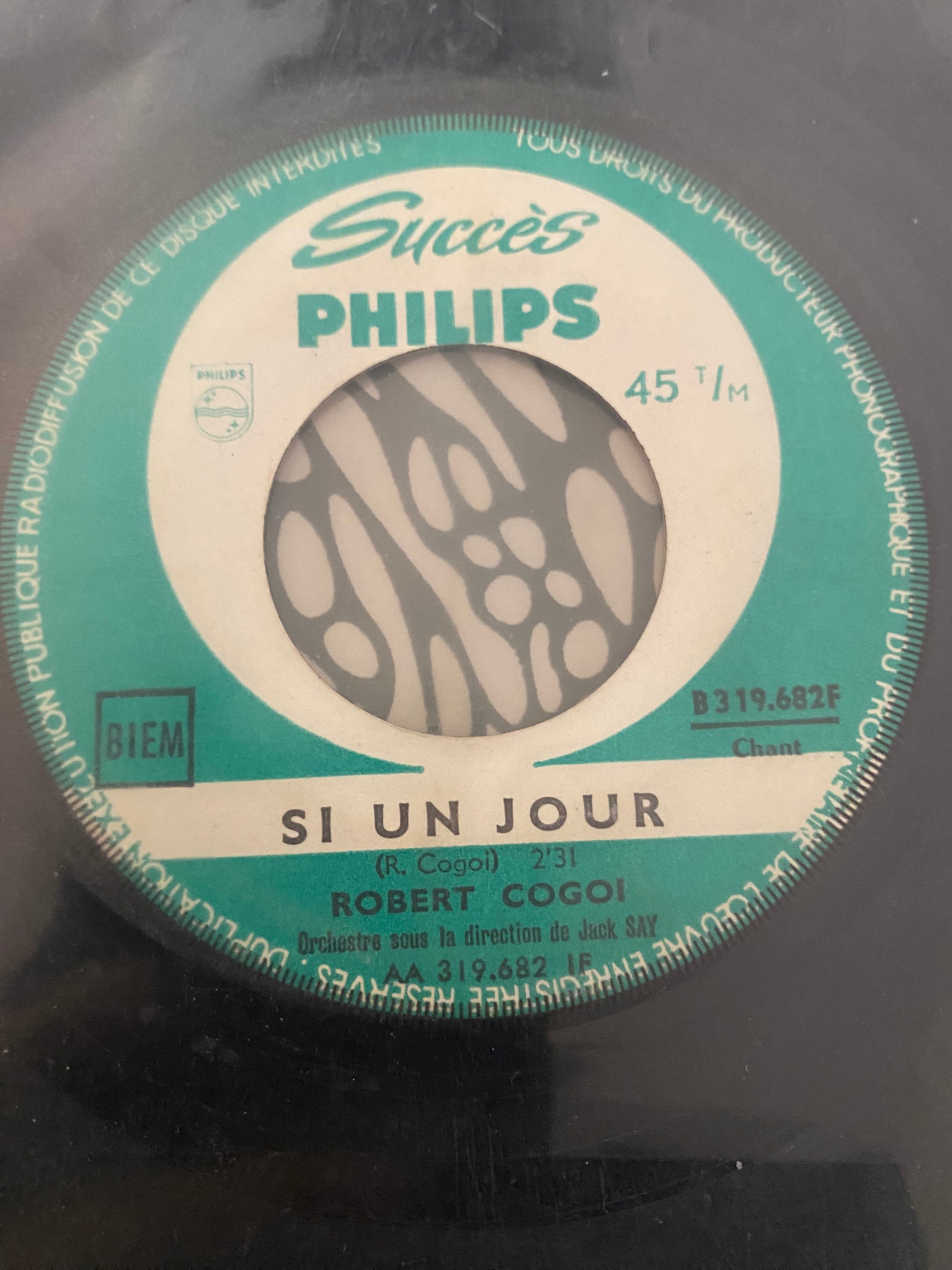 Disque vinyle 45 tours Robert Cogoi. Si un jour