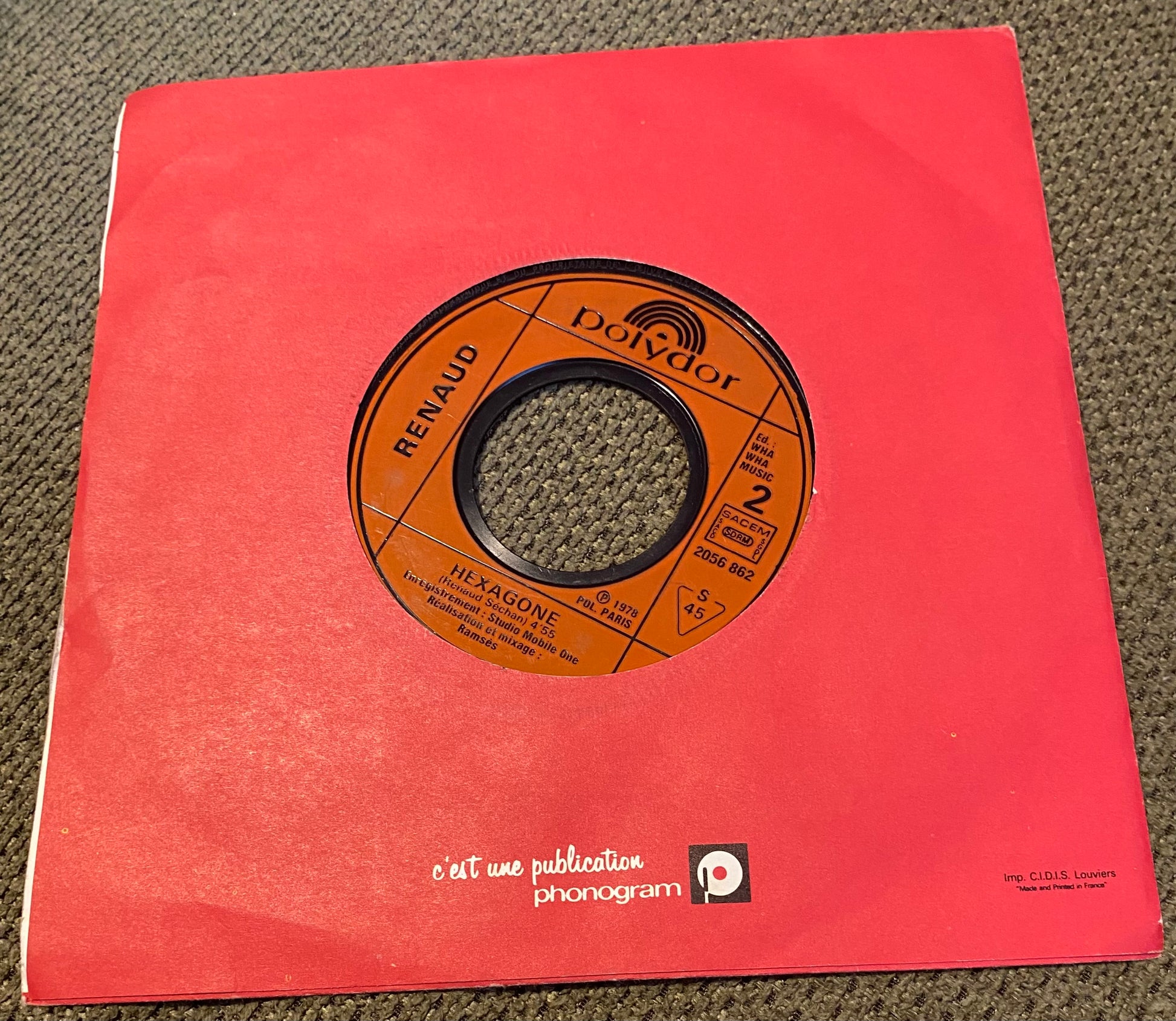 Disque vinyle 45 tours Renaud. Germaine 1975