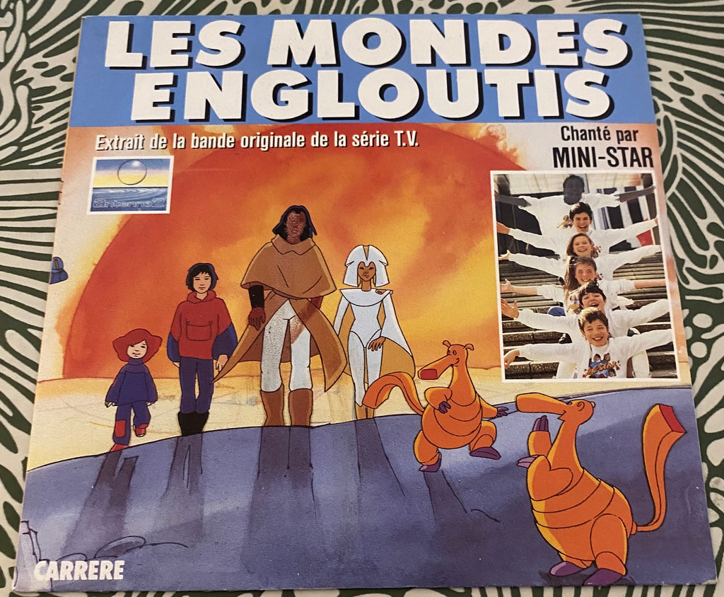 Disque vinyle 45 Tours Les mondes engloutis. Bande originale de la serie TV chanté par Mini star.