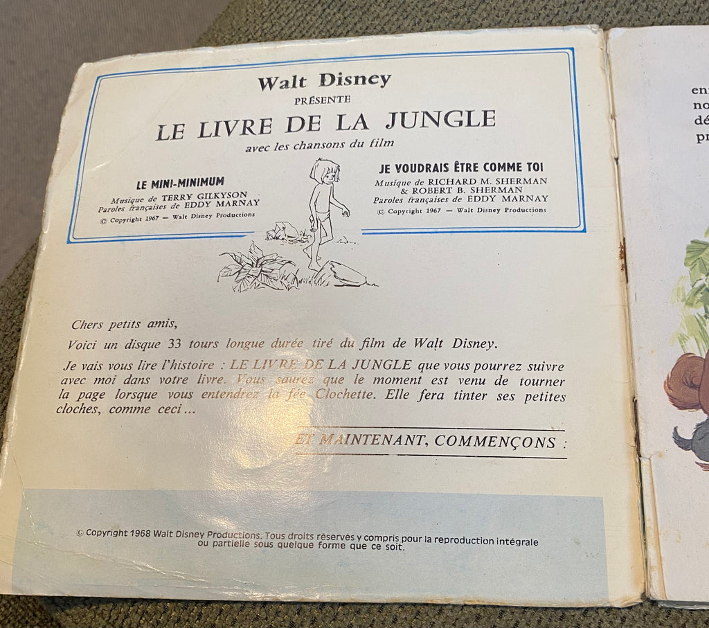 Le livre de la jungle livre disque vinyle d’après l’œuvre de Rodyard kipling