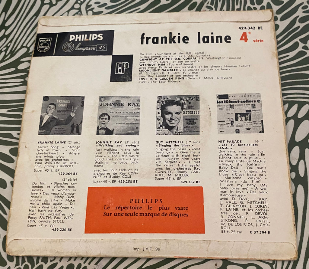 Disque vinyle 45 Tours Frankie Laine. Bande originale du film A ok corral