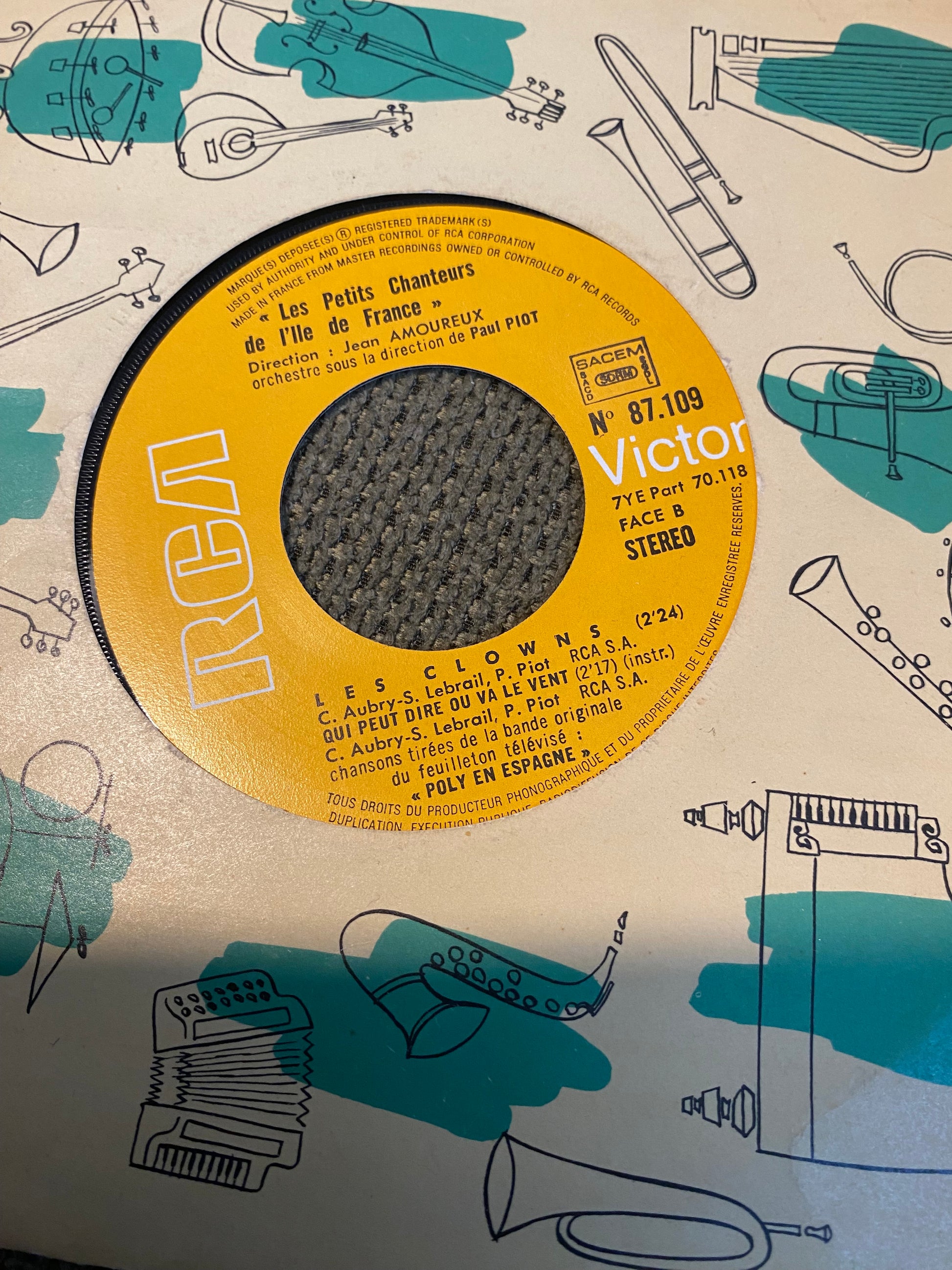 Disque vinyle 45 tours les petits chanteurs de l’île de France. Qui peut dire où va le vent