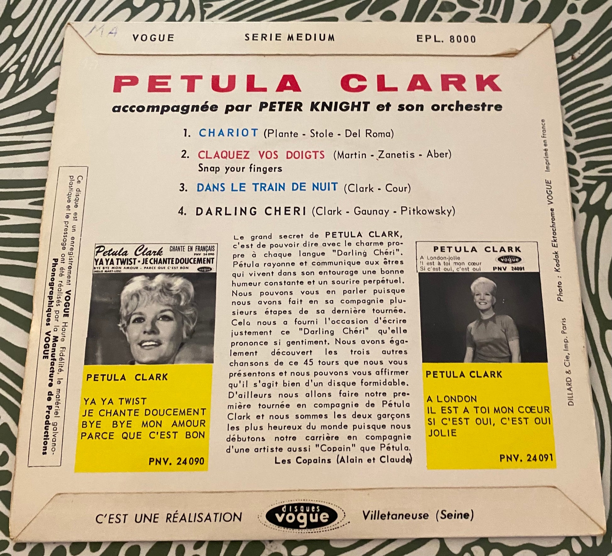 Disque vinyle 45 tours Petula Clark. Chariot