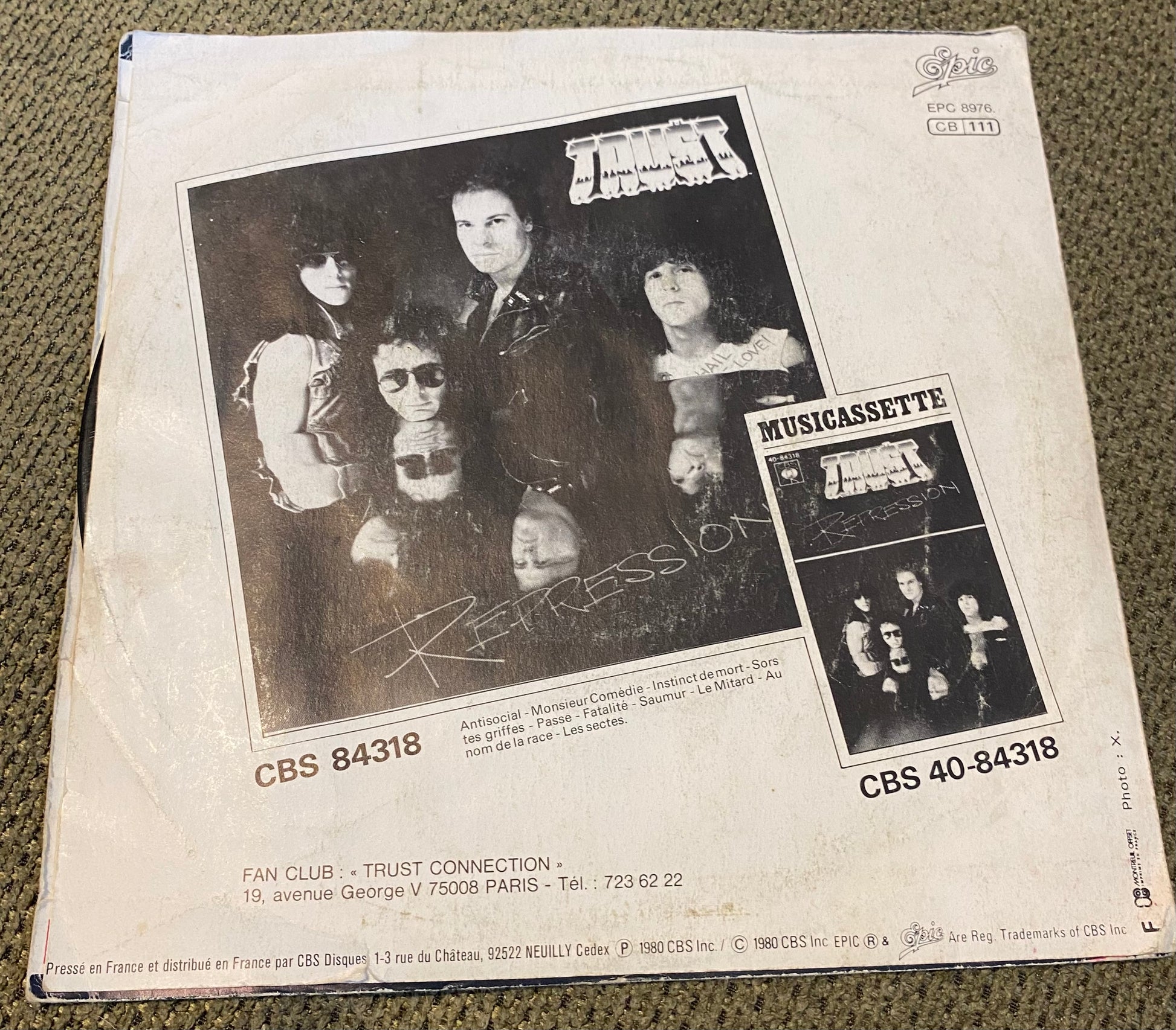 Disque vinyle 45 Tours Trust. Fatalité
