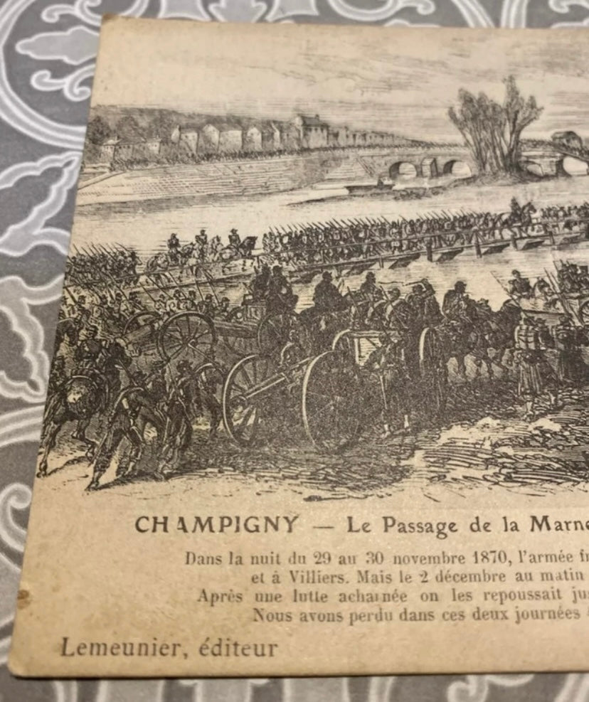 Carte postale ancienne  Champigny. Le passage de la Marne à Joinville Le Pont 2 Décembre 1870