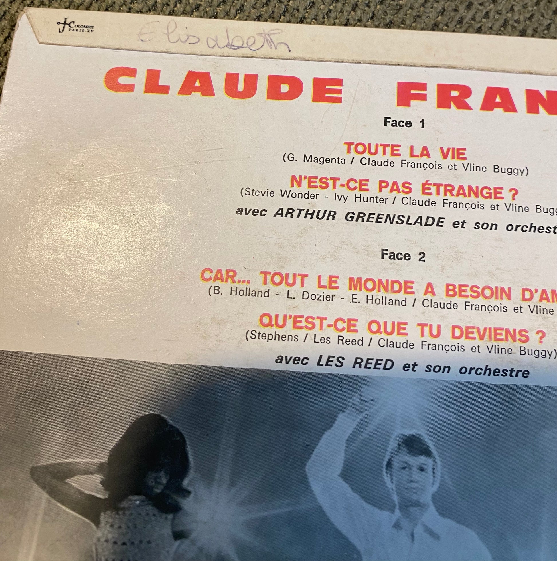 Disque vinyle Claude François. Toute ma vie