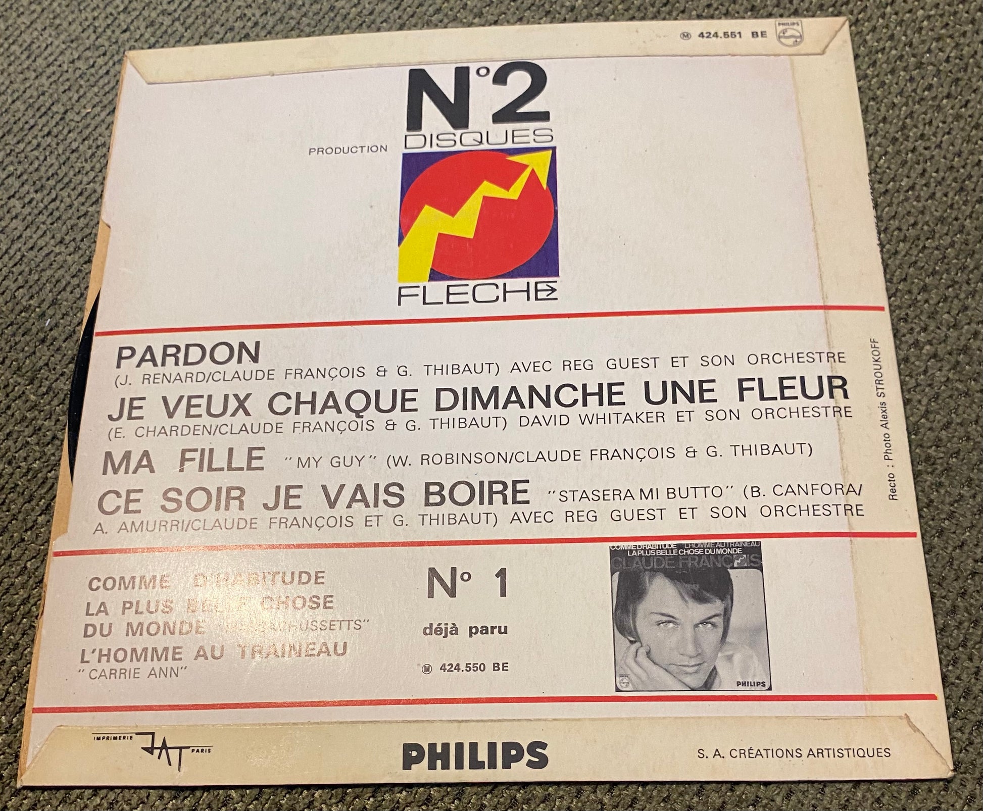 Disque vinyle 45 Tours Claude François. Pardon