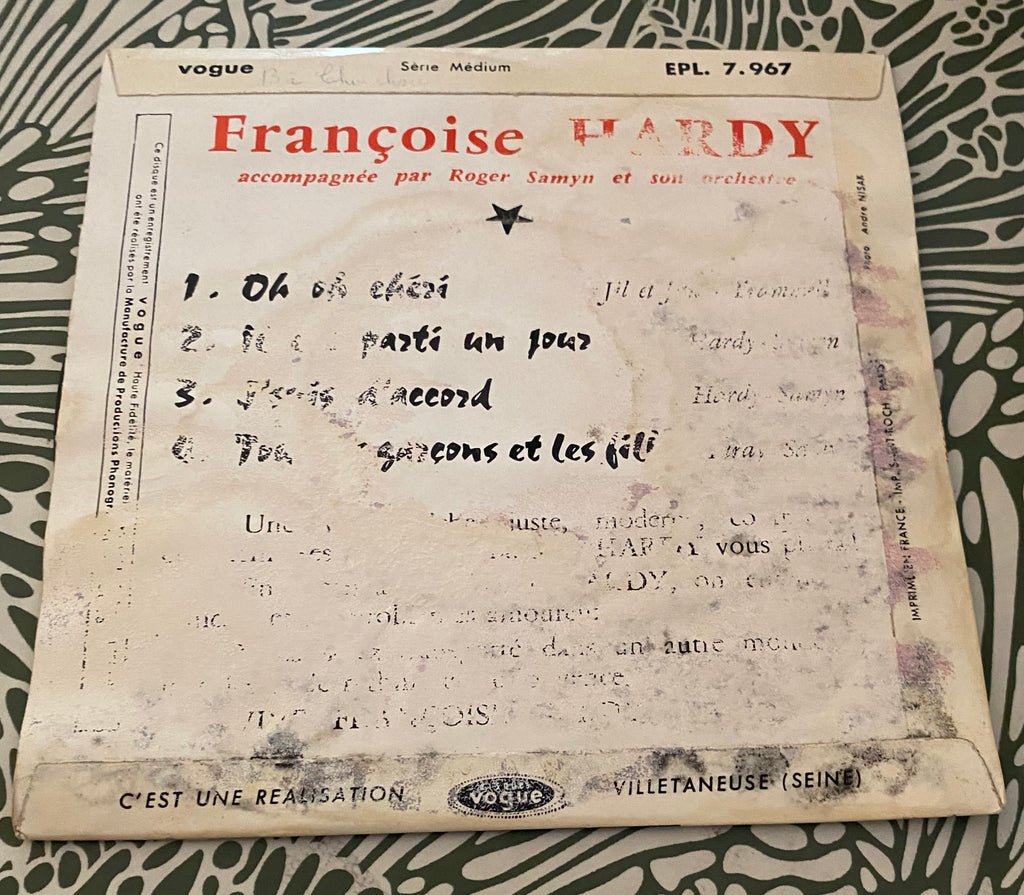 Disque vinyle 45 Tours Françoise Hardy. J’suis d’accord