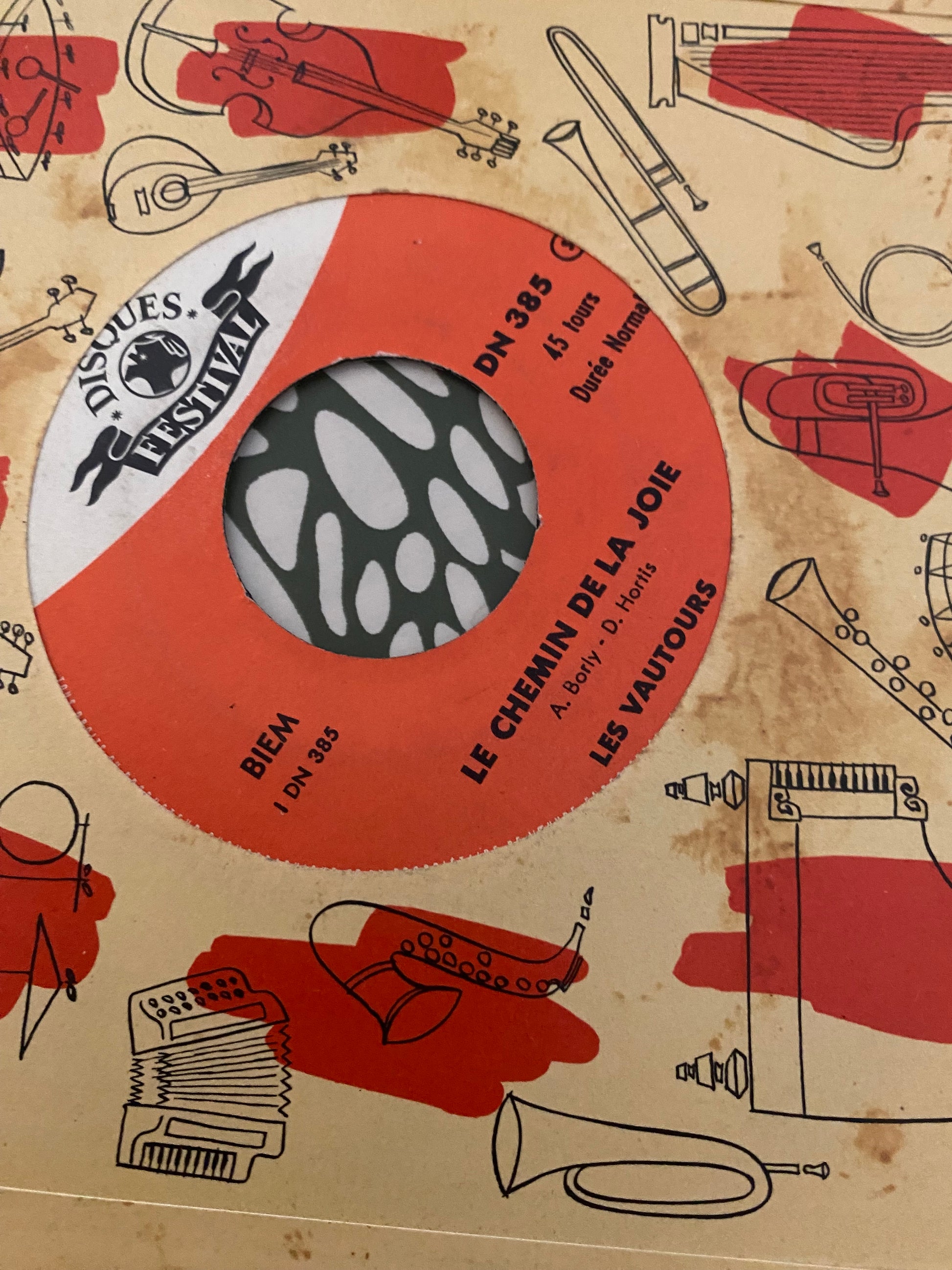 Disque vinyle 45 tours Les vautours. Le chemin de la joie