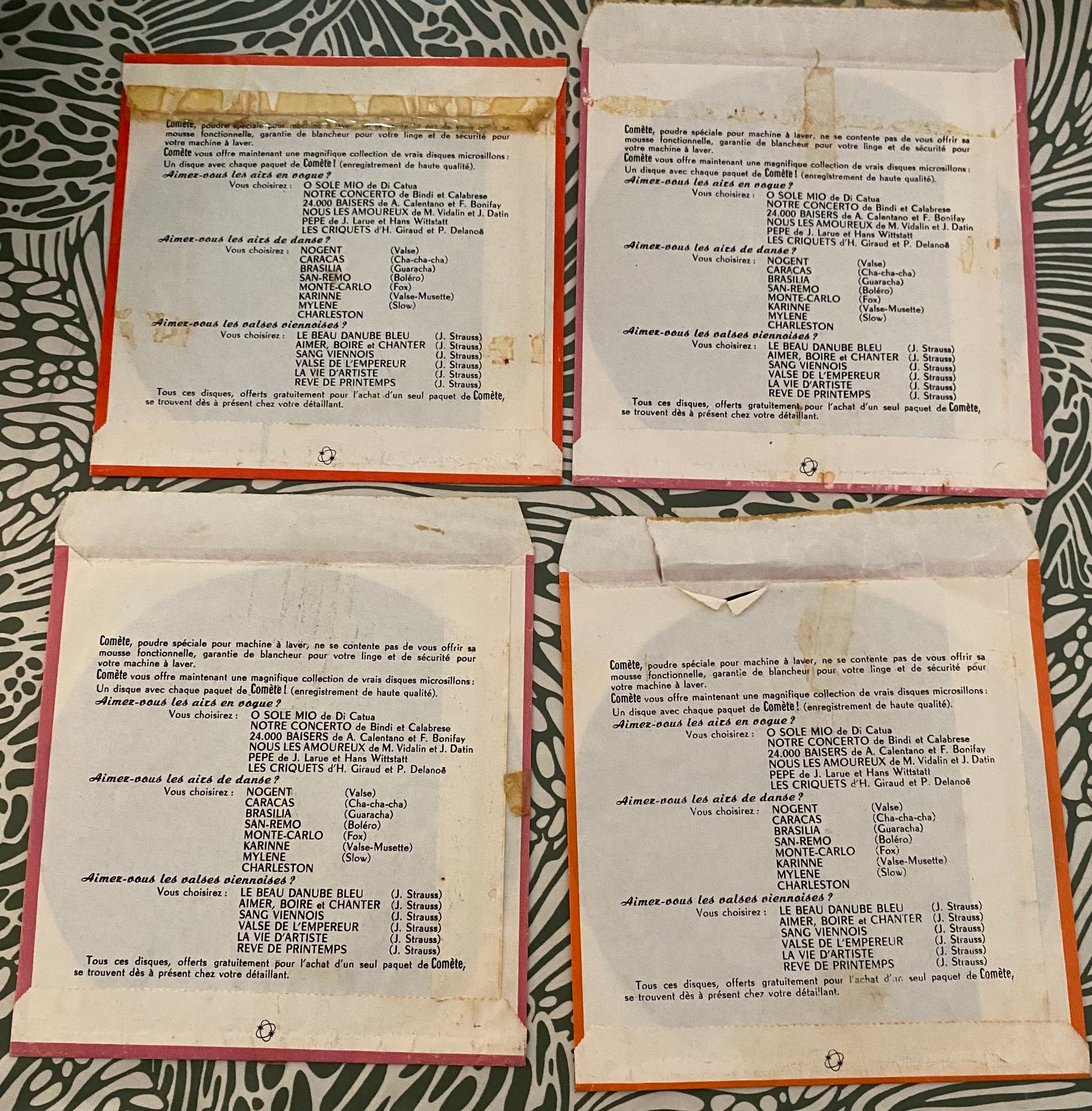 Disque vinyle souple publicitaire Lot de 4. Offert par comète
