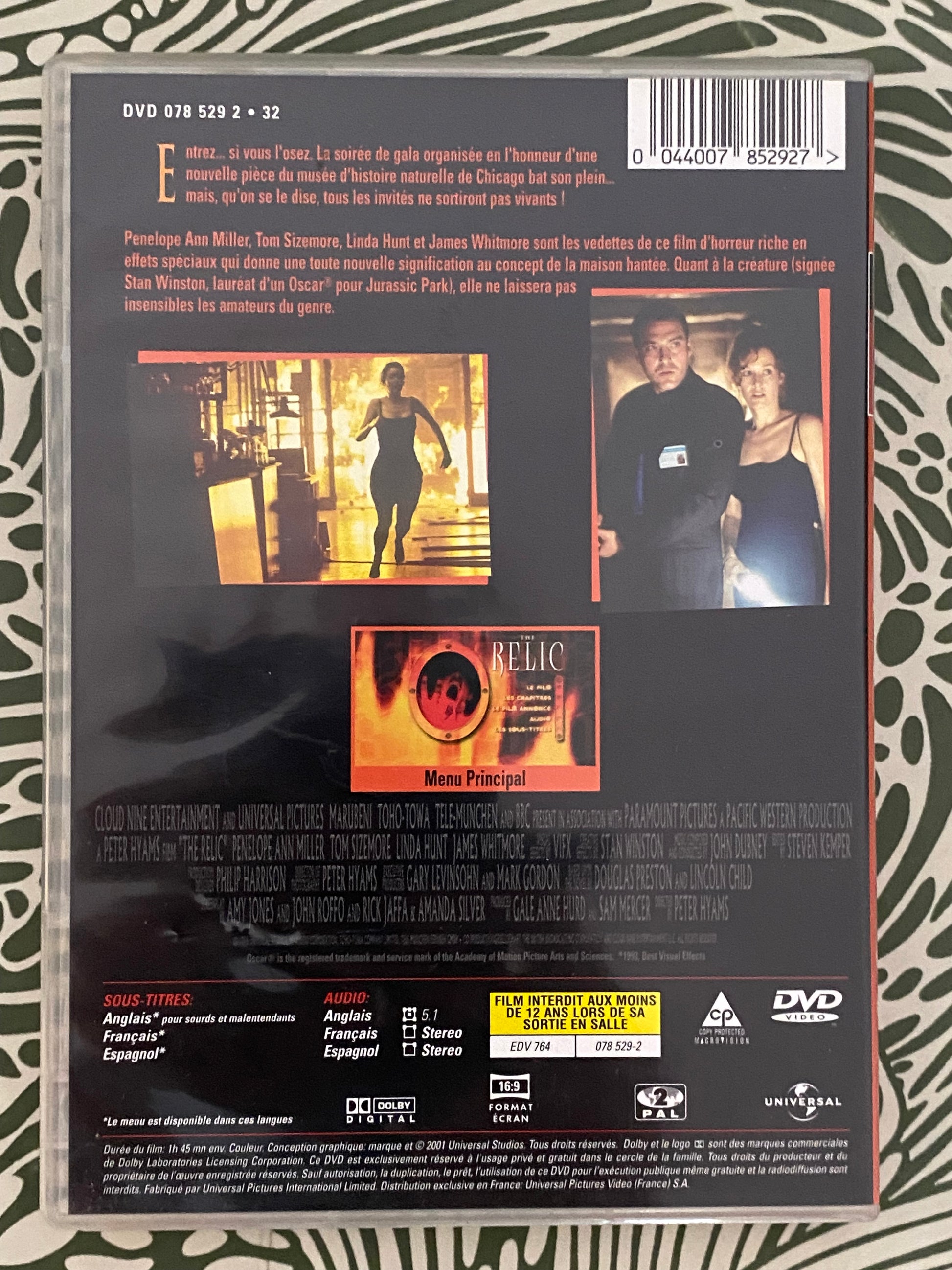 DVD film horreur The Relic. Une nouveauté étape dans la terreur