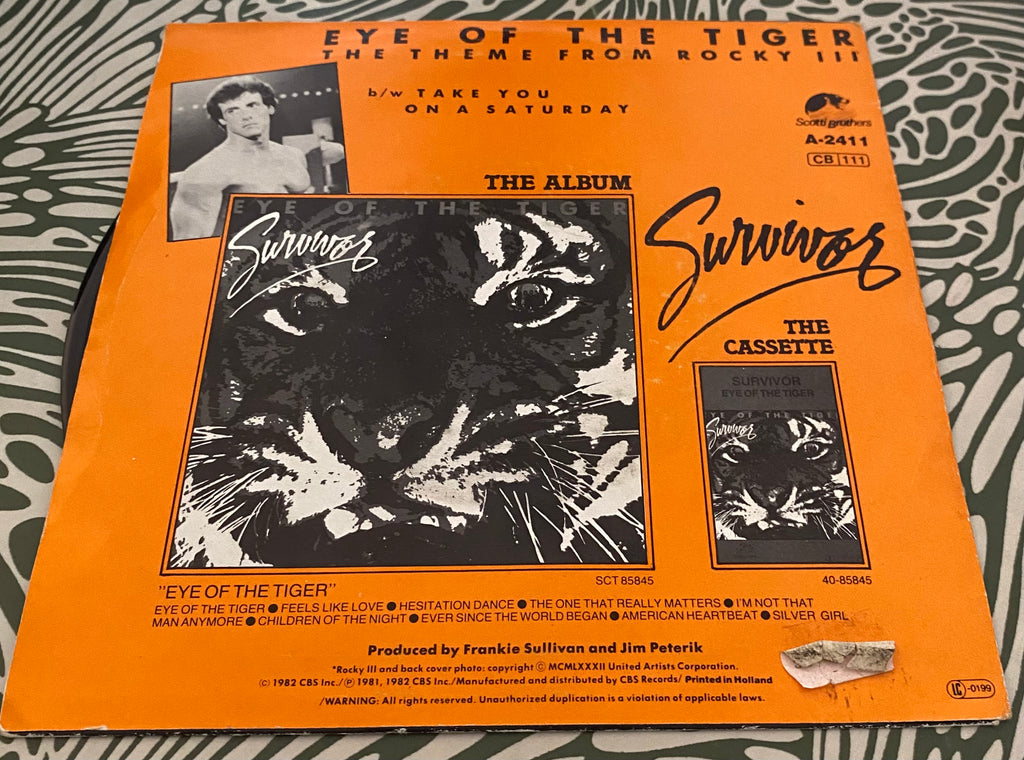 Disque vinyle 45 Tours Survivor. Eye of the Tiger