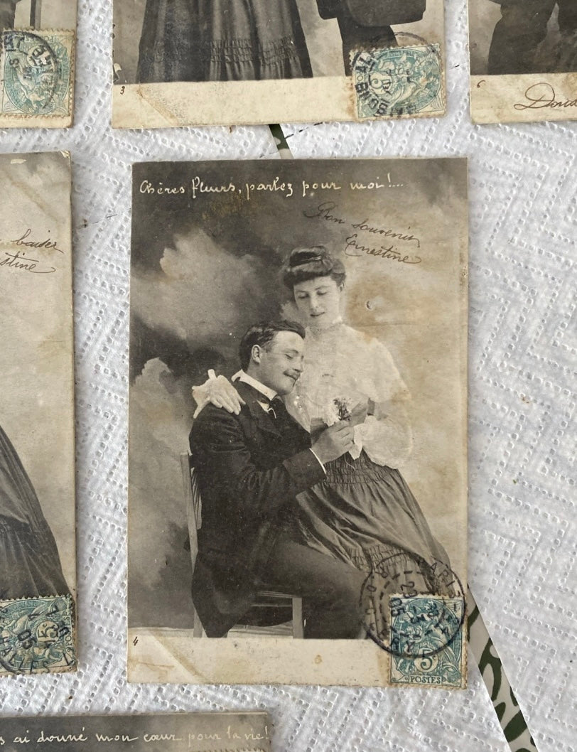 Cartes postales anciennes Fantasy couples Lot de 7 début 1900