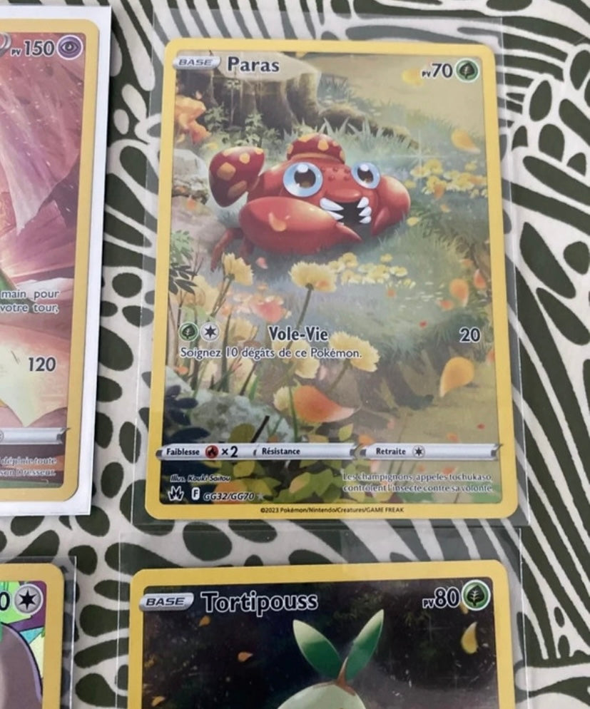 Cartes Pokémon de collection. Gardevoir. Paras. Queulorior. Tortipouss. Lot de 4
