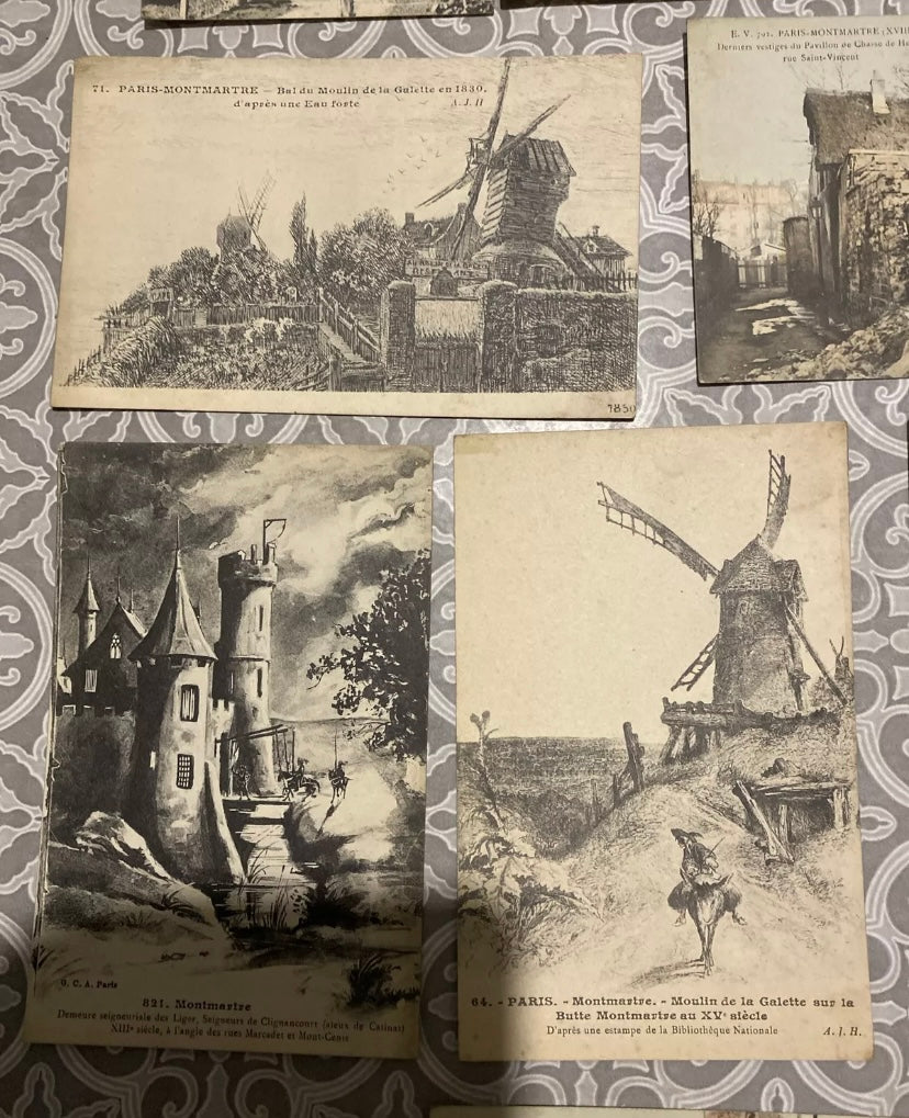 Cartes postales anciennes Montmartre Lot de 13