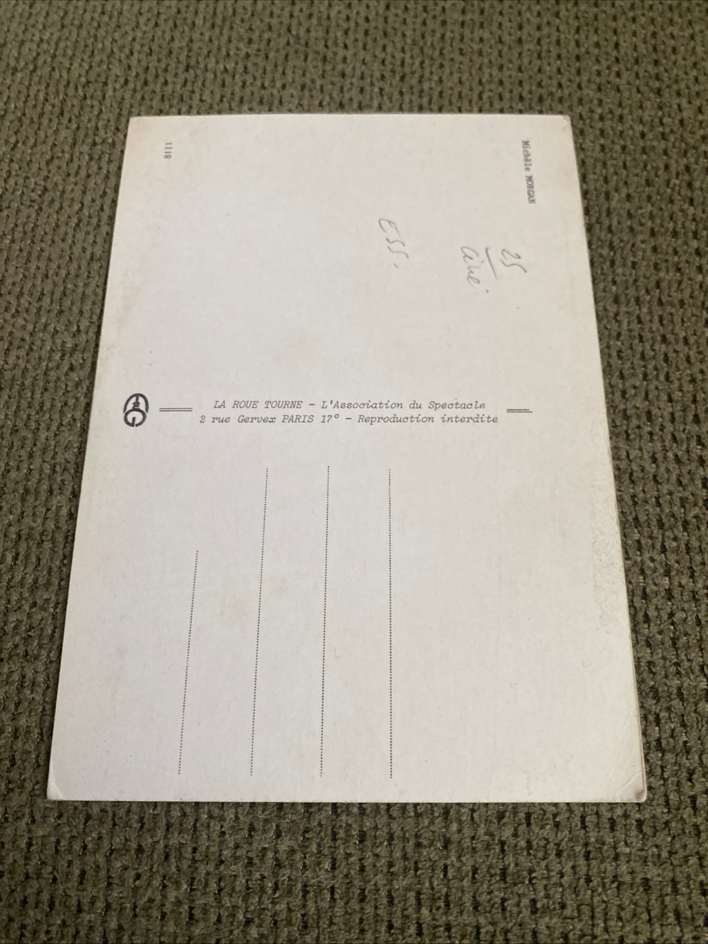 Carte postale carte promo dédicacée Michèle Morgan