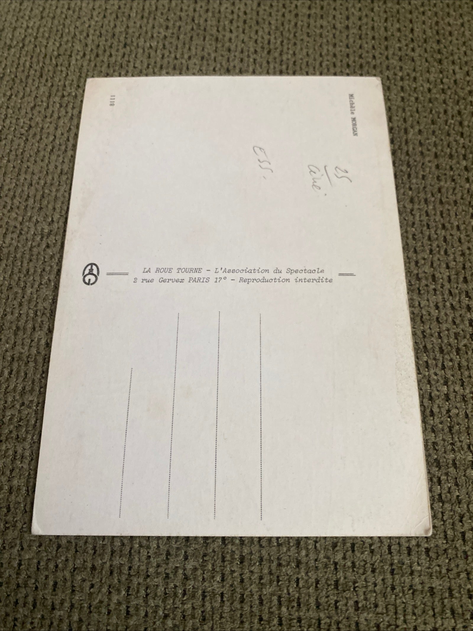 Carte postale carte promo dédicacée Michèle Morgan