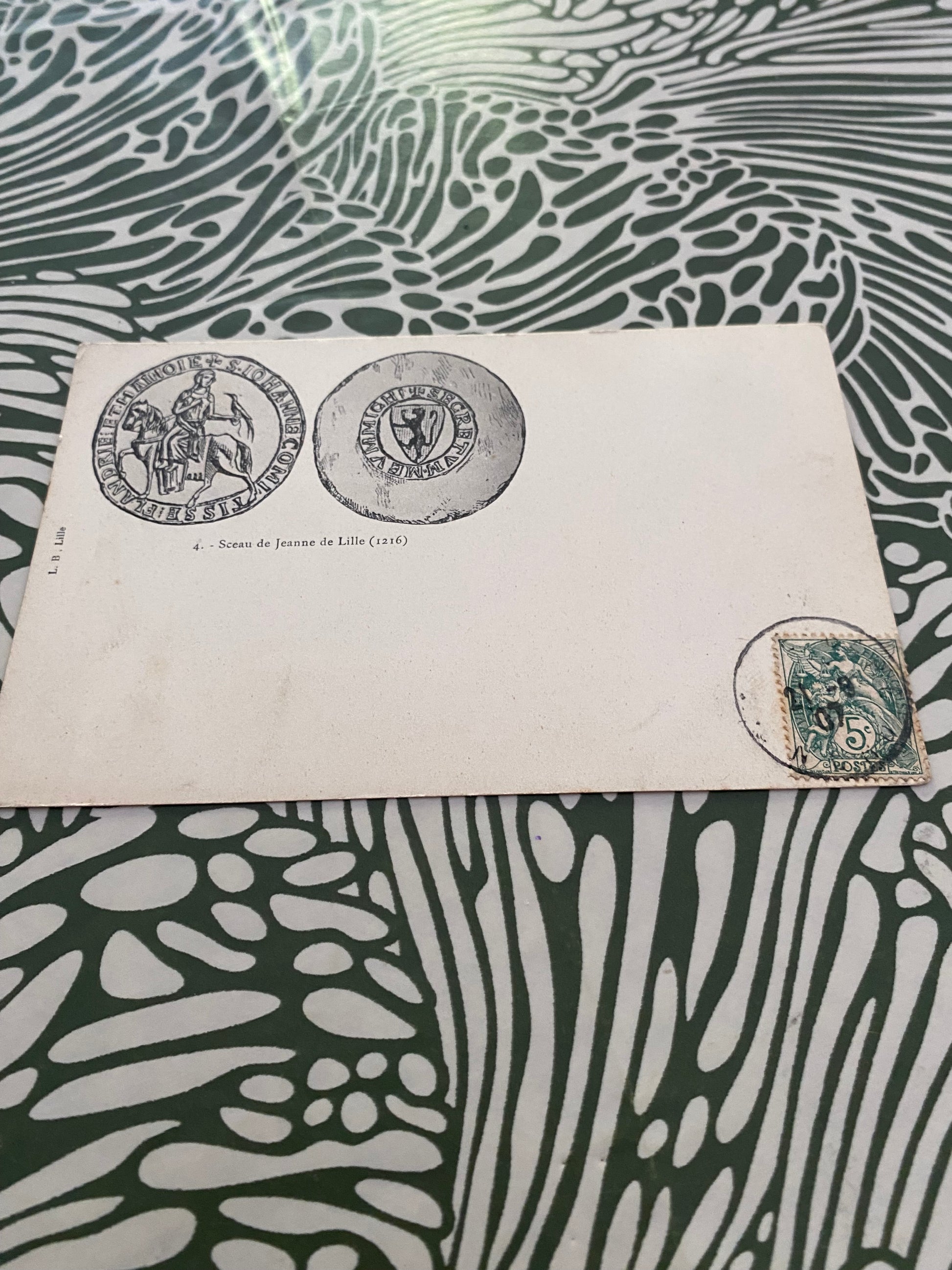Carte postale ancienne Sceau de Jeanne de Lille. (1216)