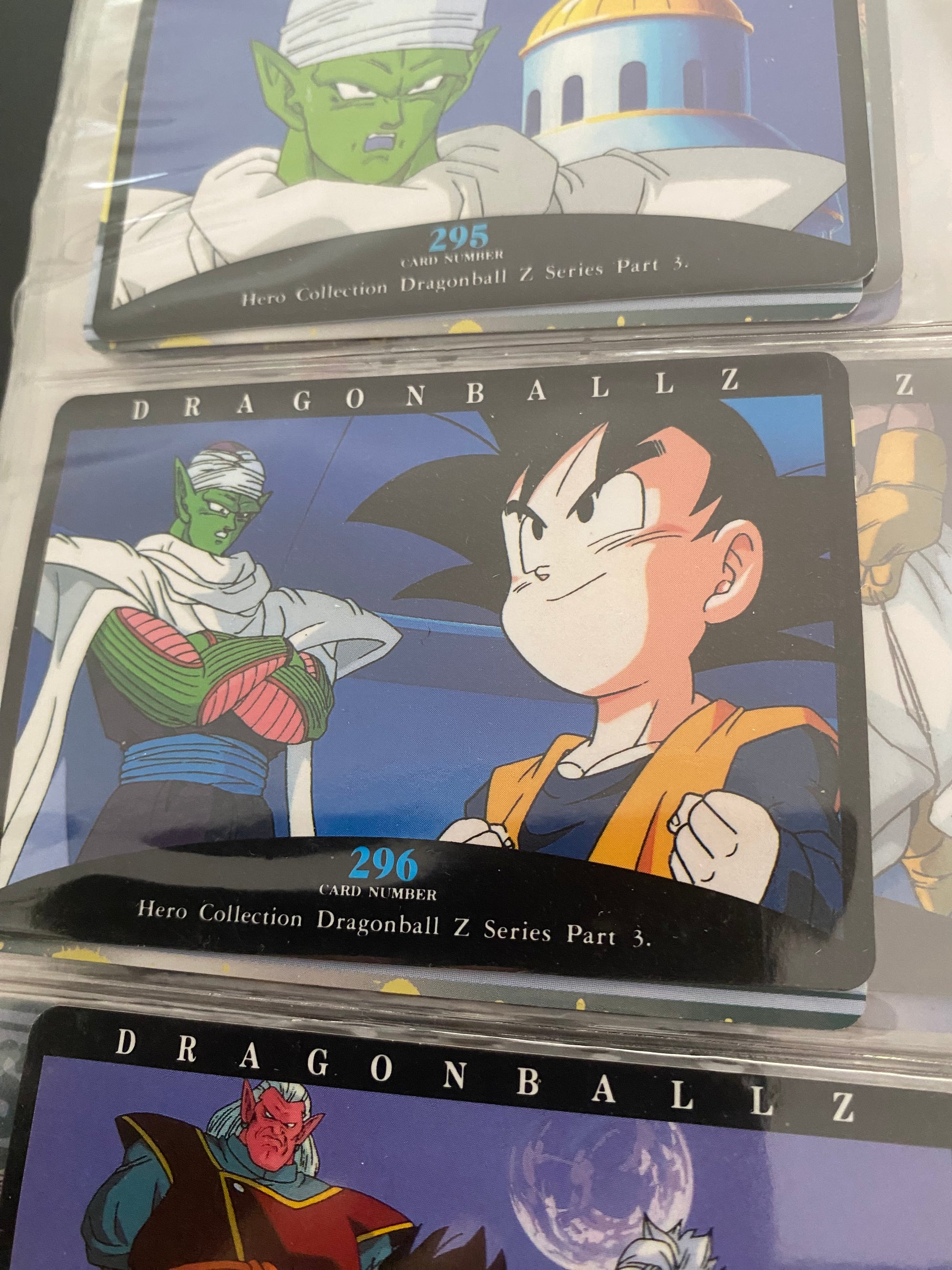 Dragon Ball Z part 3 cartes de collection numéro 294.295.296.297