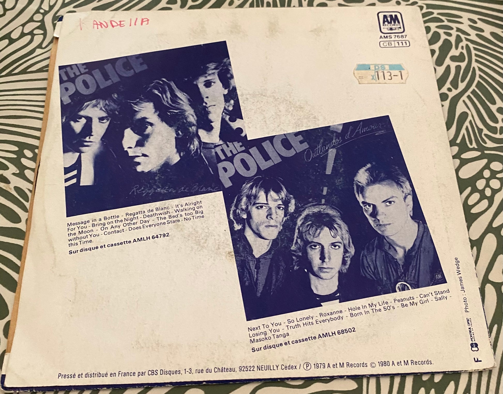 Disque vinyle 45 Tours The Police. Roxane 1979