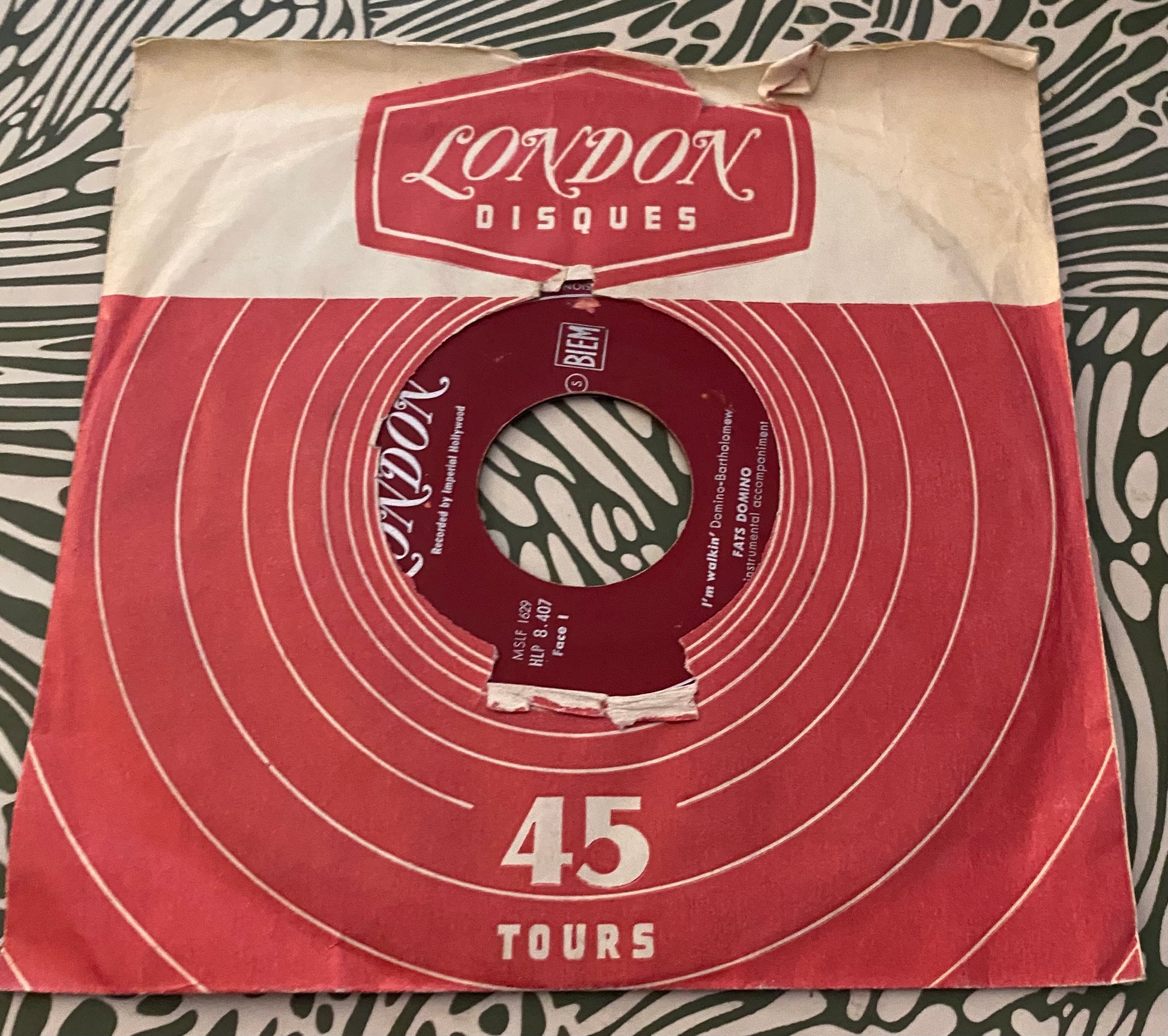 Disque vinyle 45 tours Fats Domino. I ´m Walkin