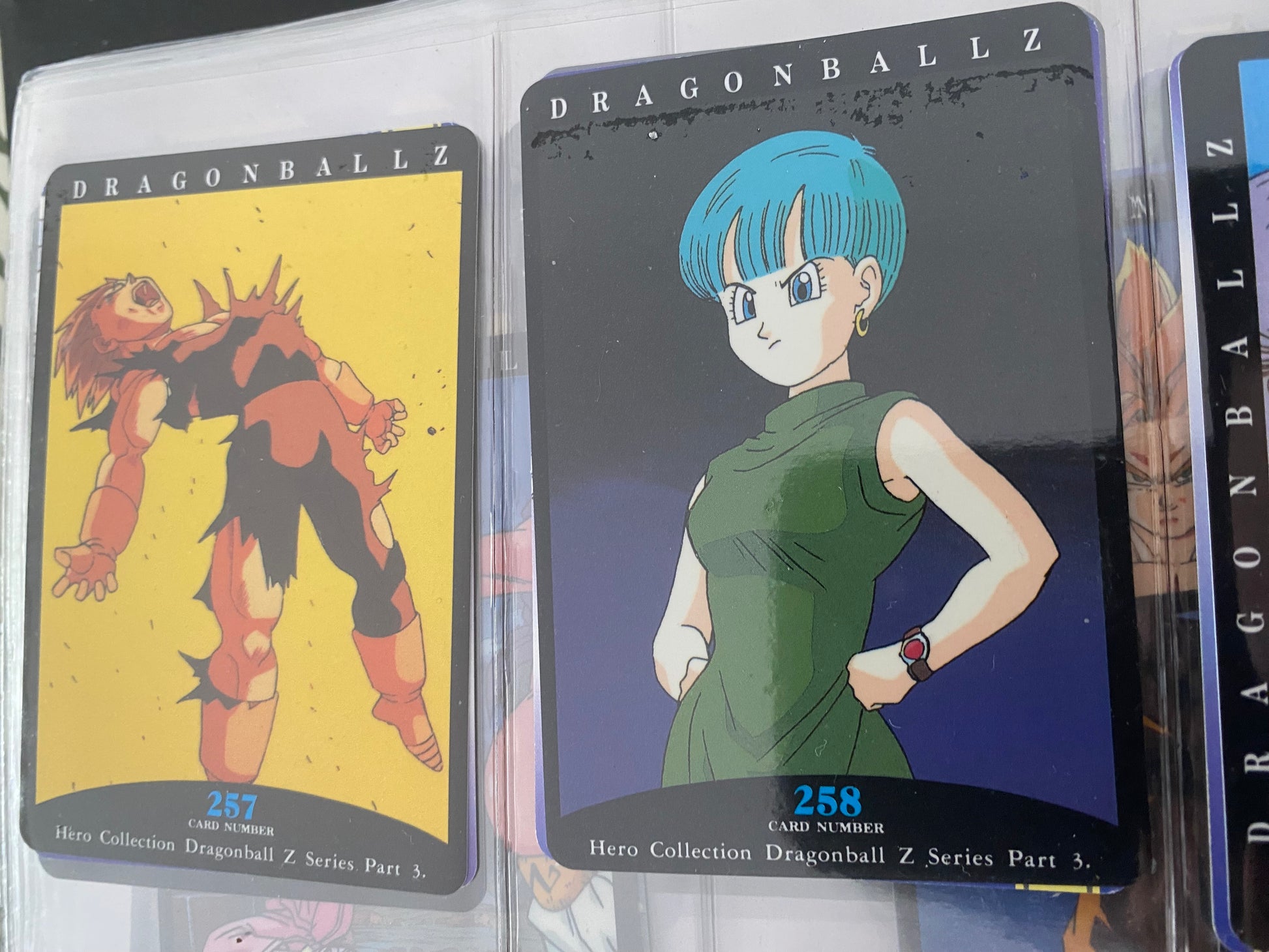 Dragon Ball Z part 3 cartes de collection numéro 257.258.259.260 Lot de 4