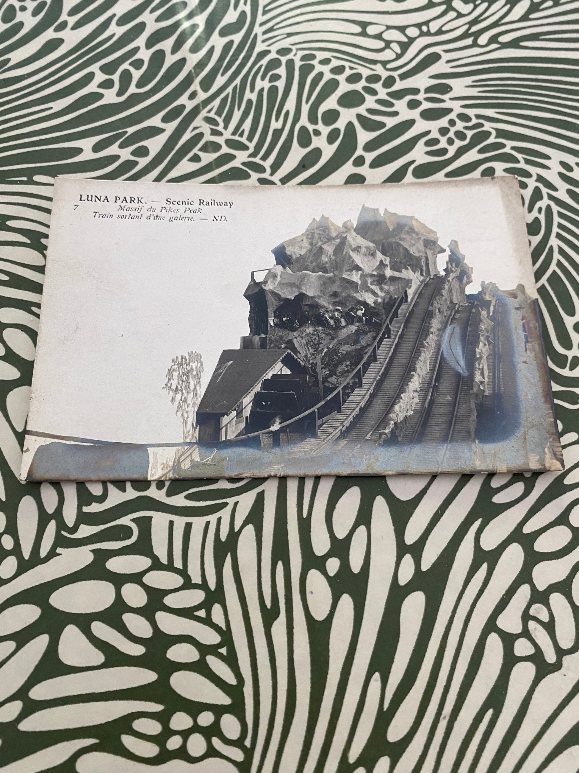 Carte postale ancienne. Luna Park. Scenic railway. Massif du pikes Peakz