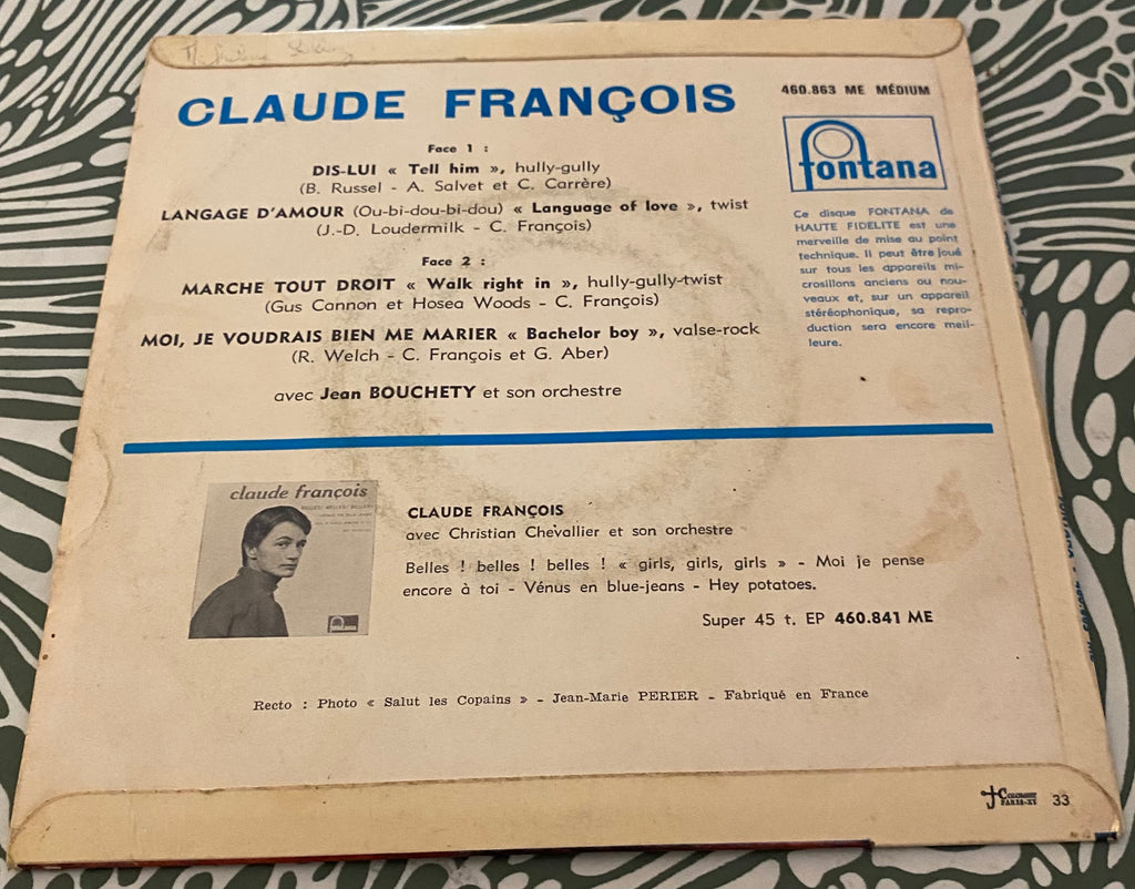 Disque vinyle 45 Tours Claude François. Dis lui