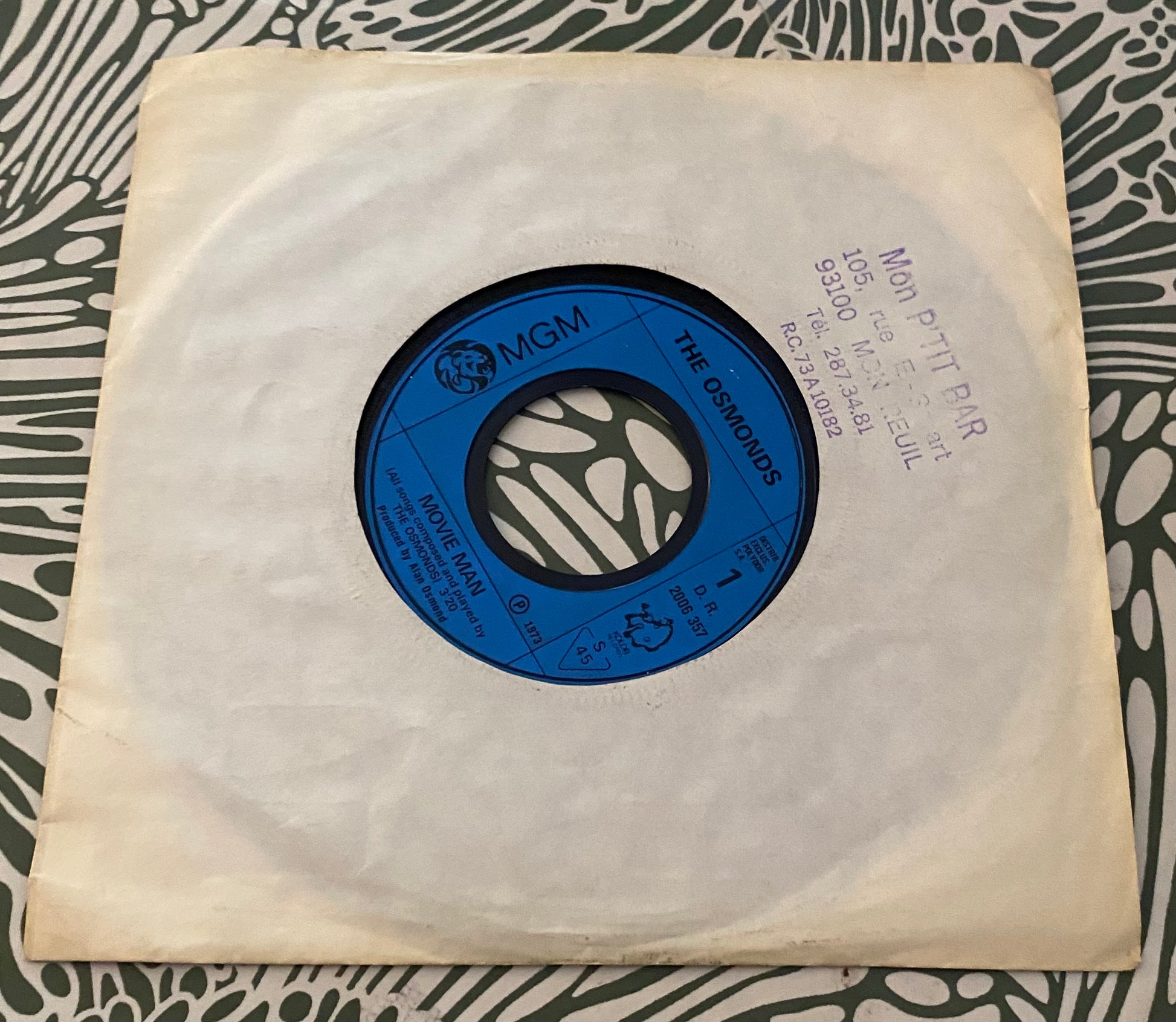Disque vinyle 45 Tours The Osmonds. Movie Man 1973