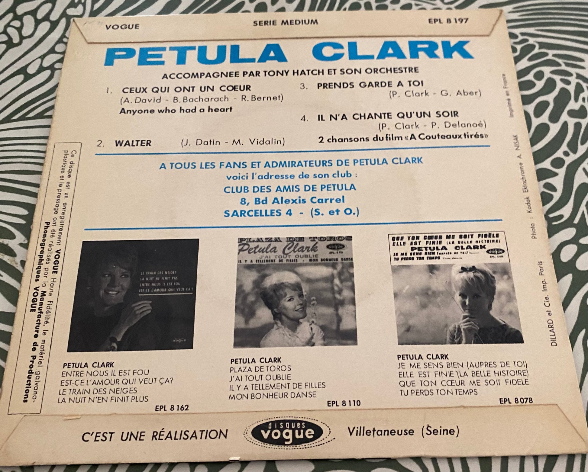 Disque vinyle 45 Tours Petula Clark. Ceux qui ont un cœur