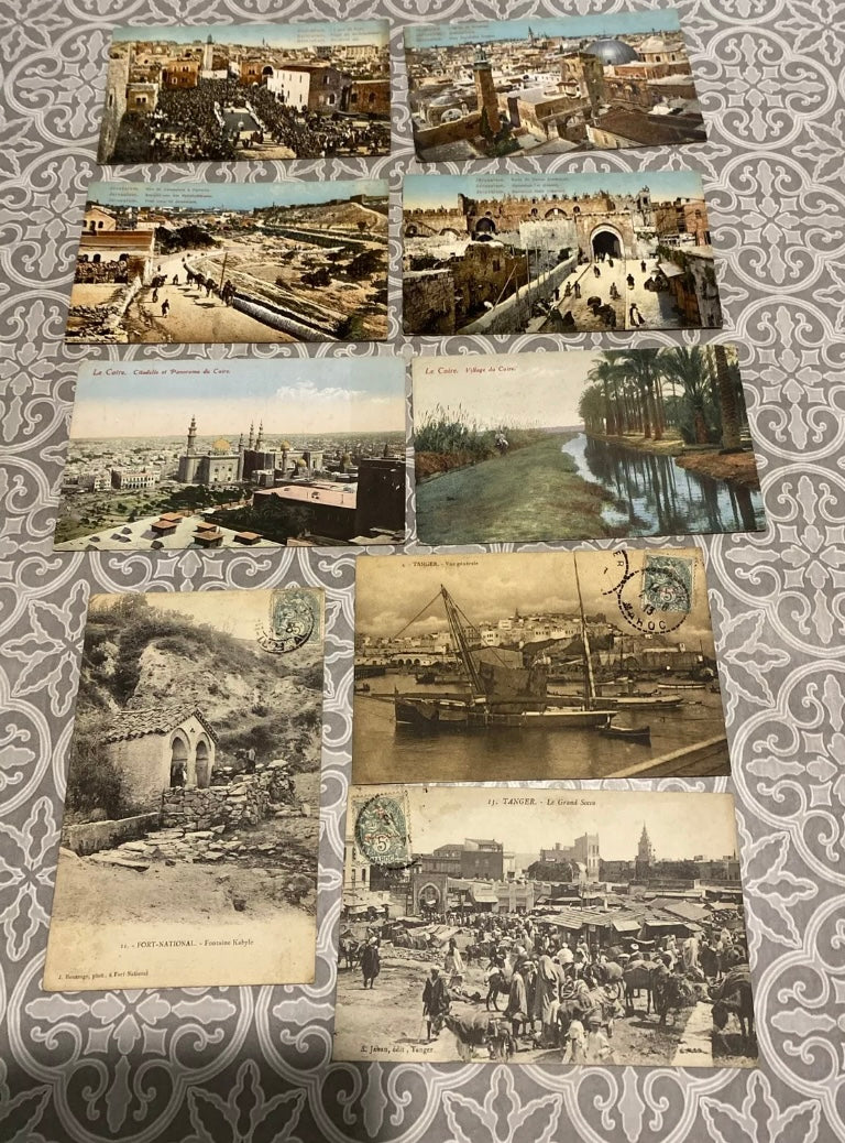 Cartes postales anciennes Fort National Kabyle. Le Caire. Jérusalem Lot de 9