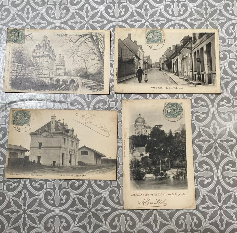 Cartes postales anciennes Valençay Lot de 4. Début 1900