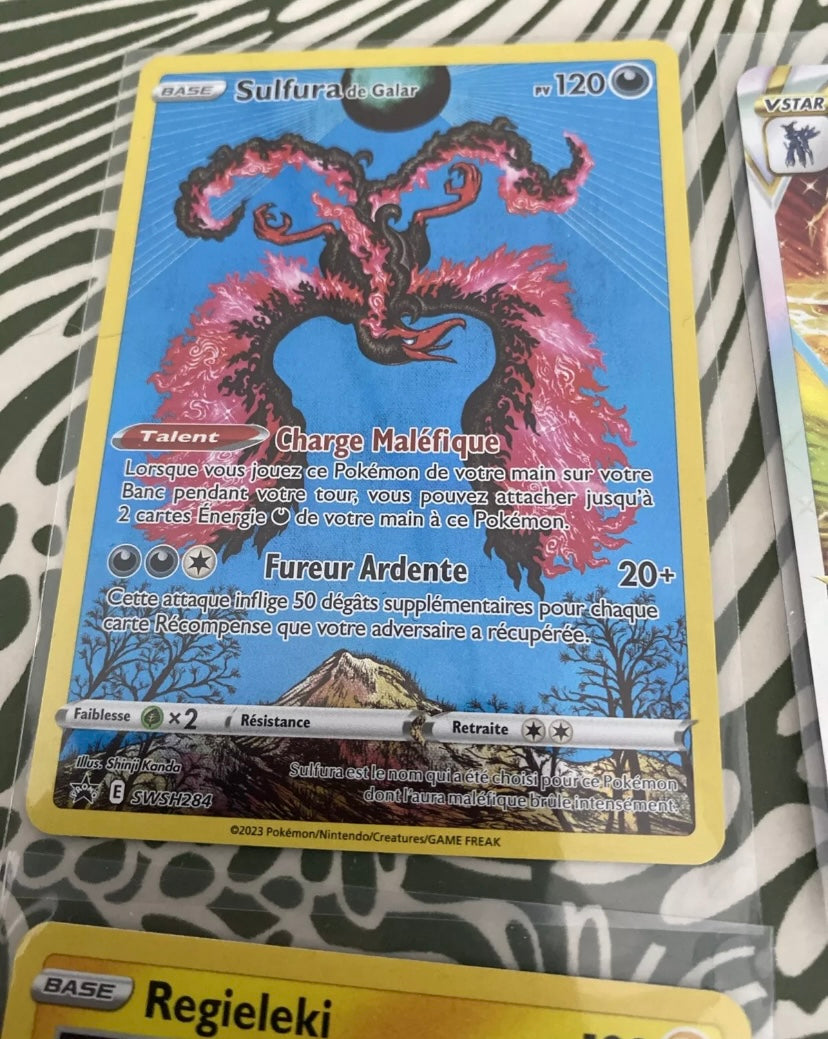Cartes de collection Pokémon. Sulfura. Dialga vstar. Regieleki. Dracaufeu GO. Lot de 4.
