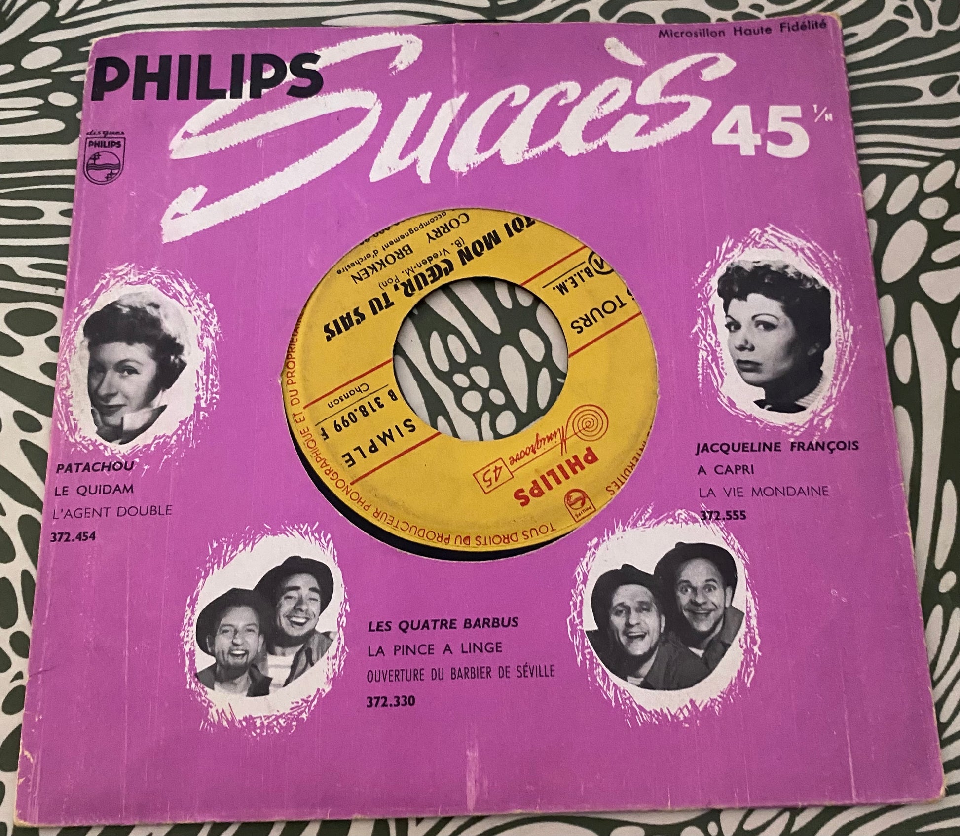 Disque vinyle 45 Tours Corry brokken. Toi mon cœur, tu sais