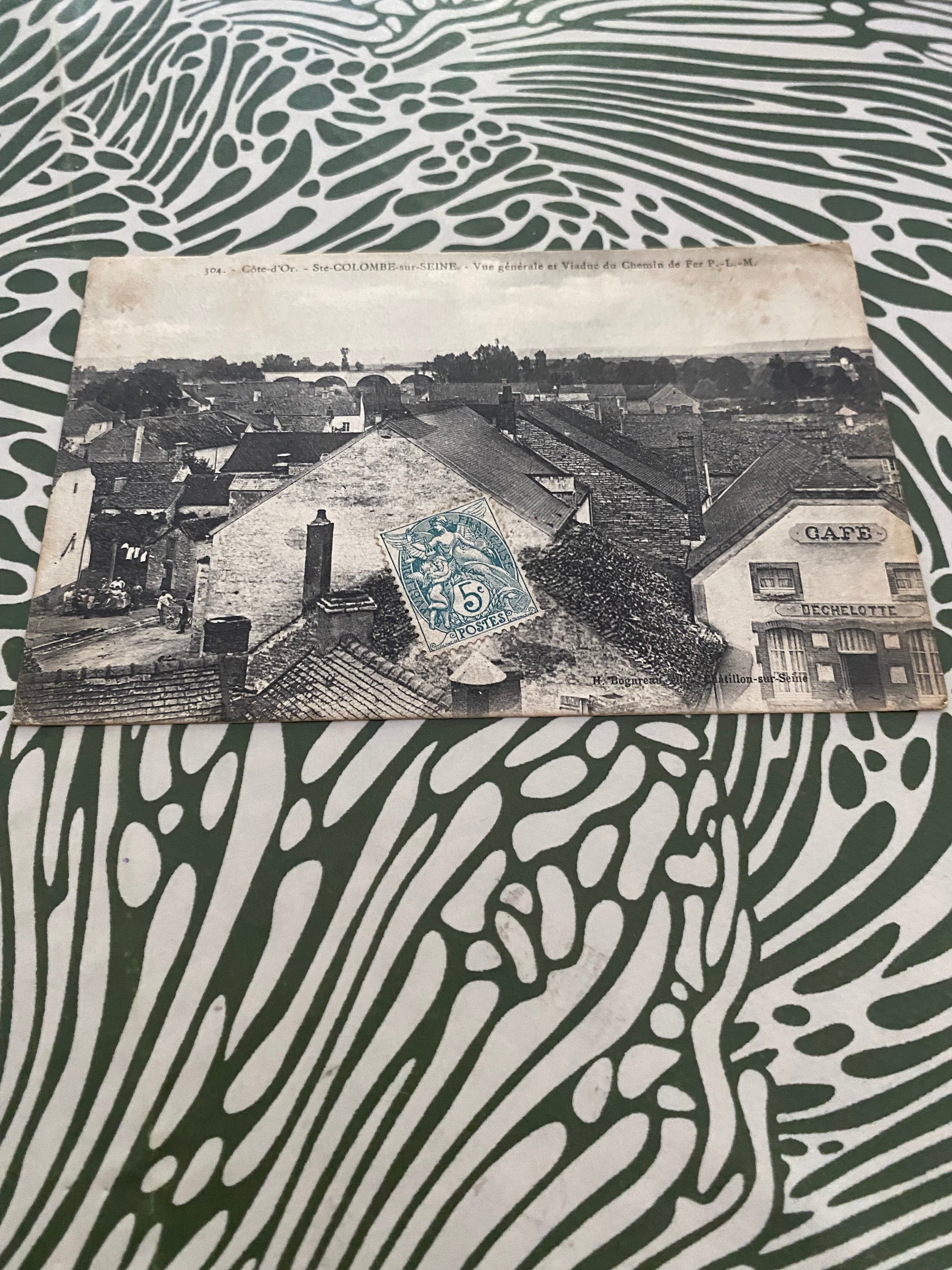 Carte postale ancienne Côte d’or Sainte Colombe sur seine vue générale et Viaduc du chemin de fer