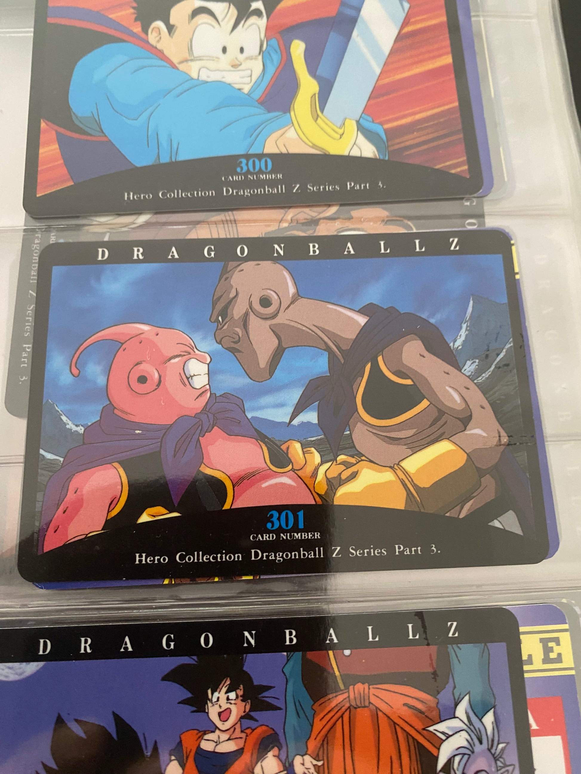 Dragon Ball Z part 3 cartes de collection numéro 299.300.301.302
