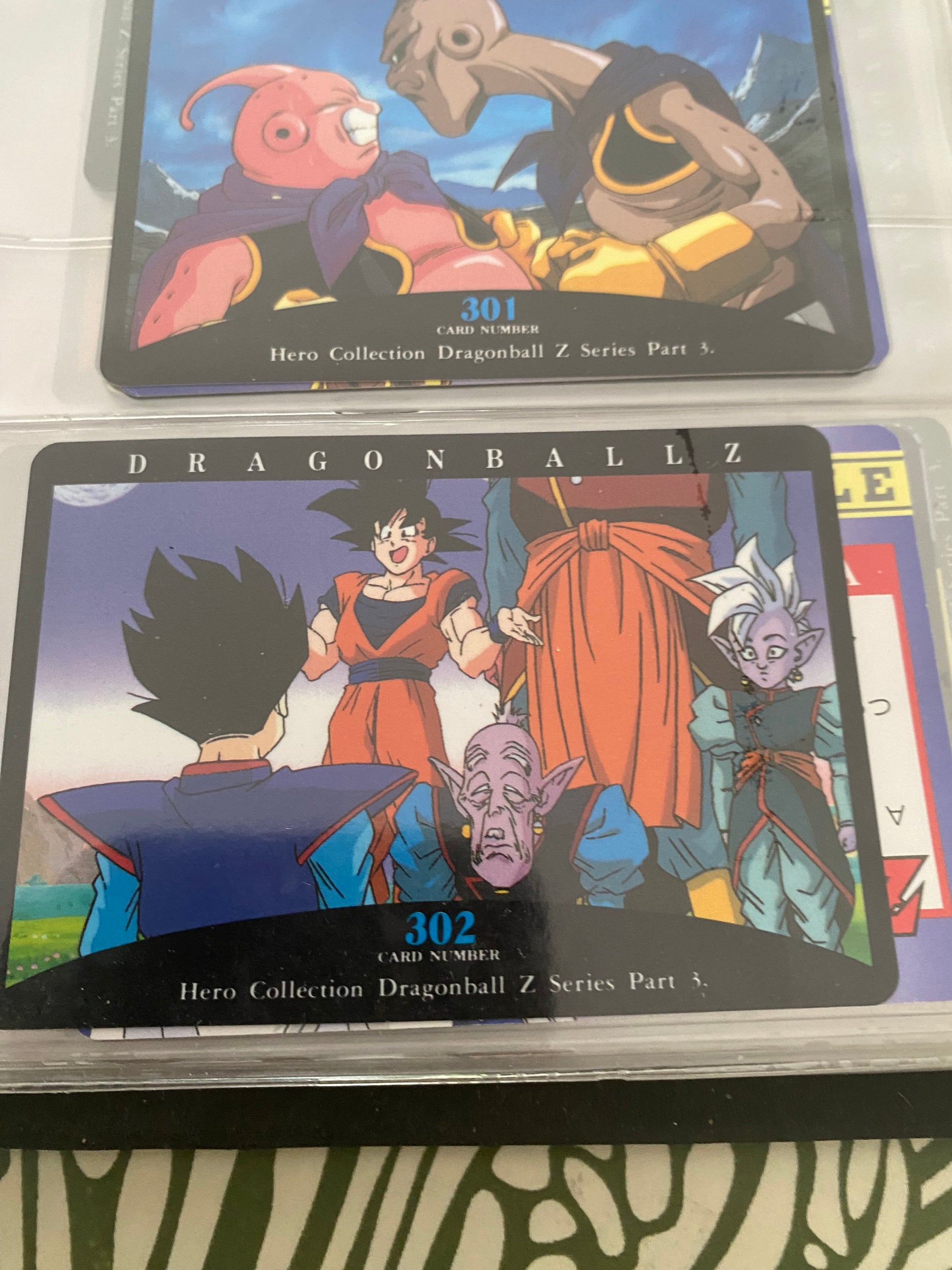 Dragon Ball Z part 3 cartes de collection numéro 299.300.301.302