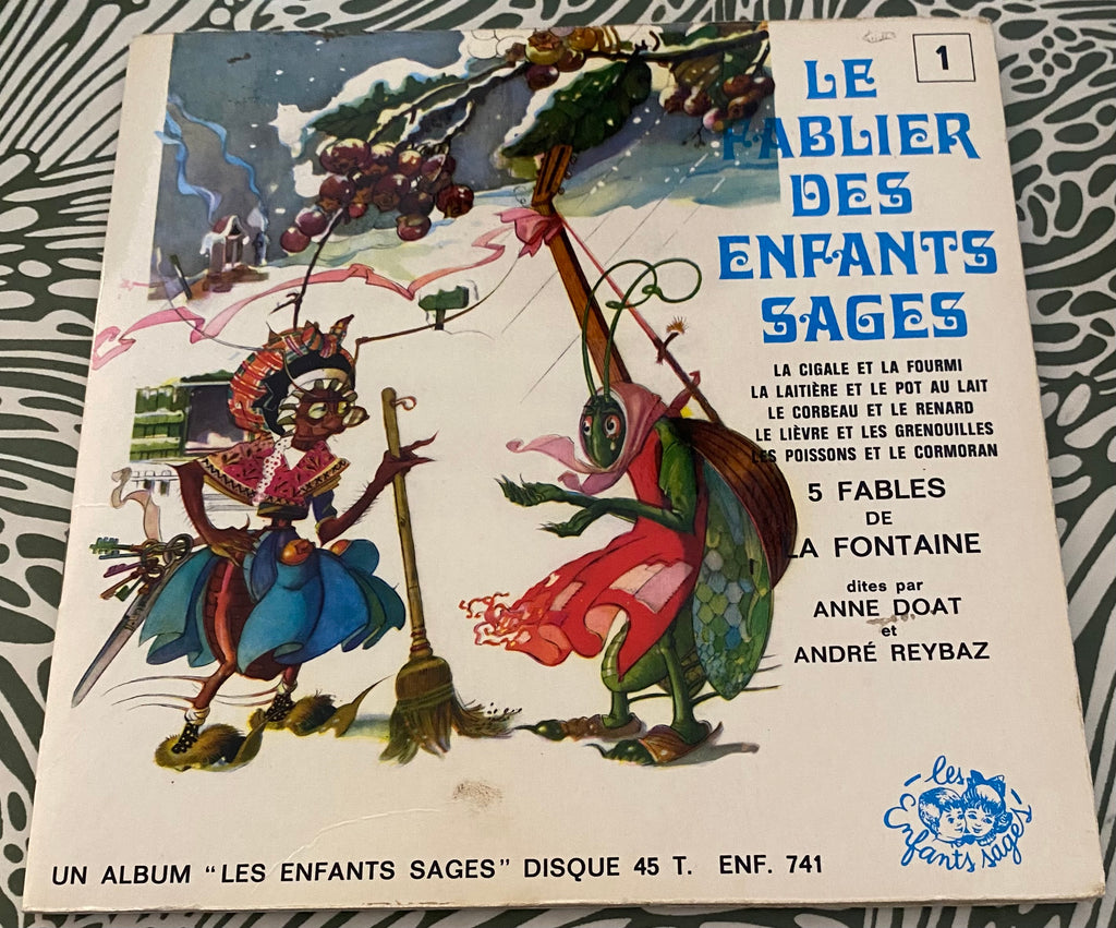 Disque vinyle 45 Tours. Le sablier des enfants sages. 5 fables de La Fontaine