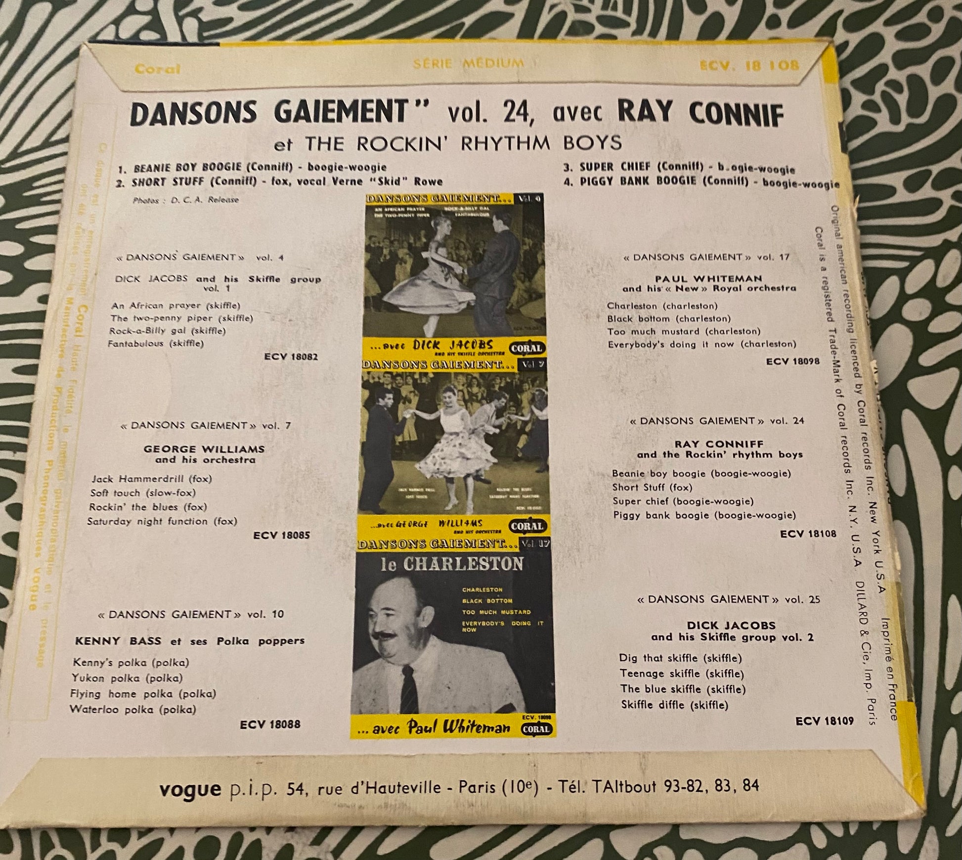 Disque vinyle 45 Tours Dansons gaiement avec Ray Conniff. Beanie Boy Boogie
