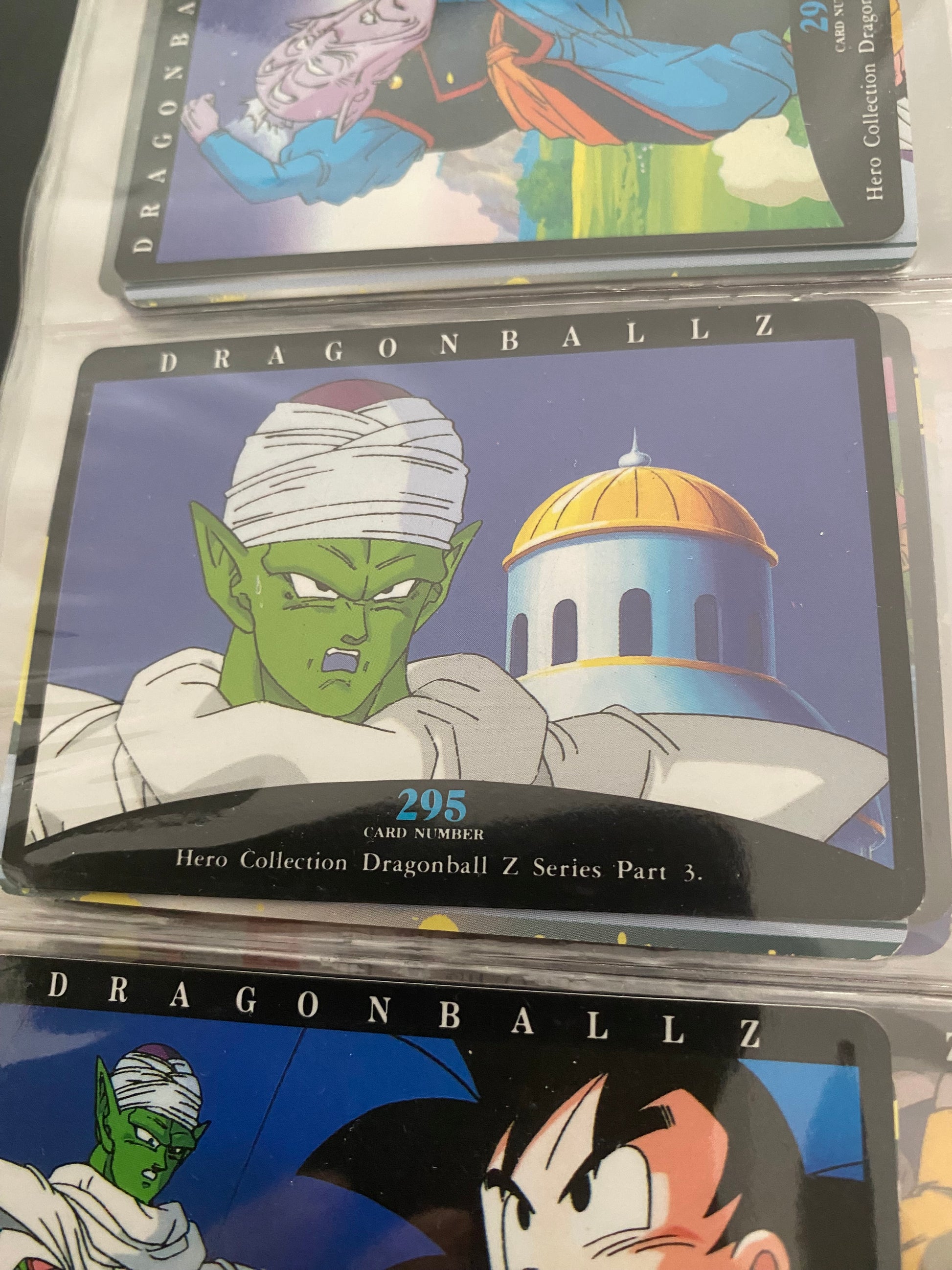 Dragon Ball Z part 3 cartes de collection numéro 294.295.296.297