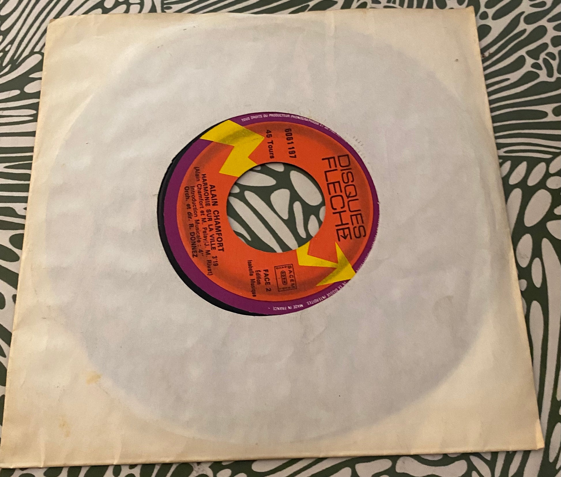Disque vinyle 45 Tours Alain Chamfort. Adieu mon bébé chanteur