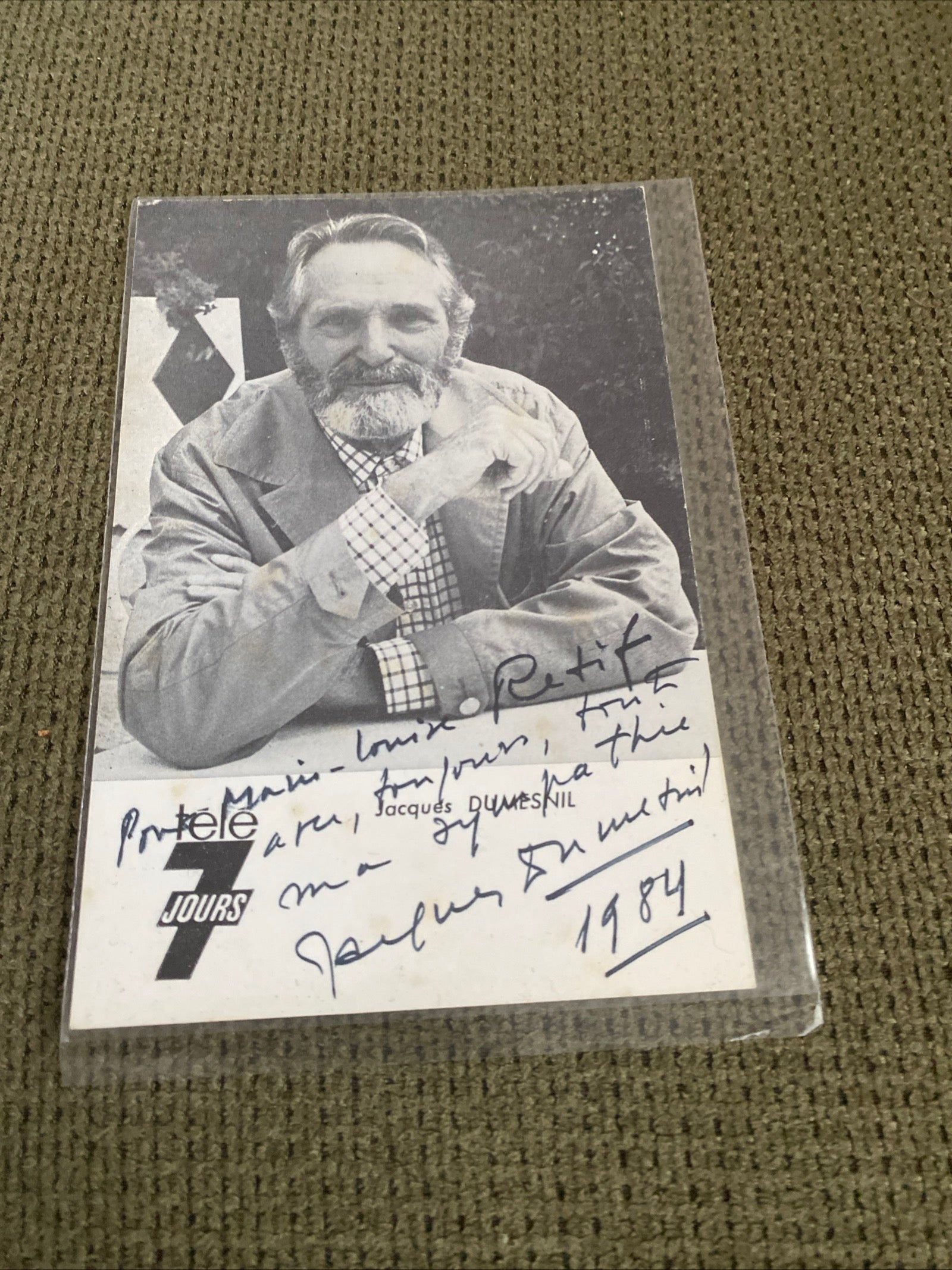 Carte postale carte promo dédicacée Jacques Dumesnil